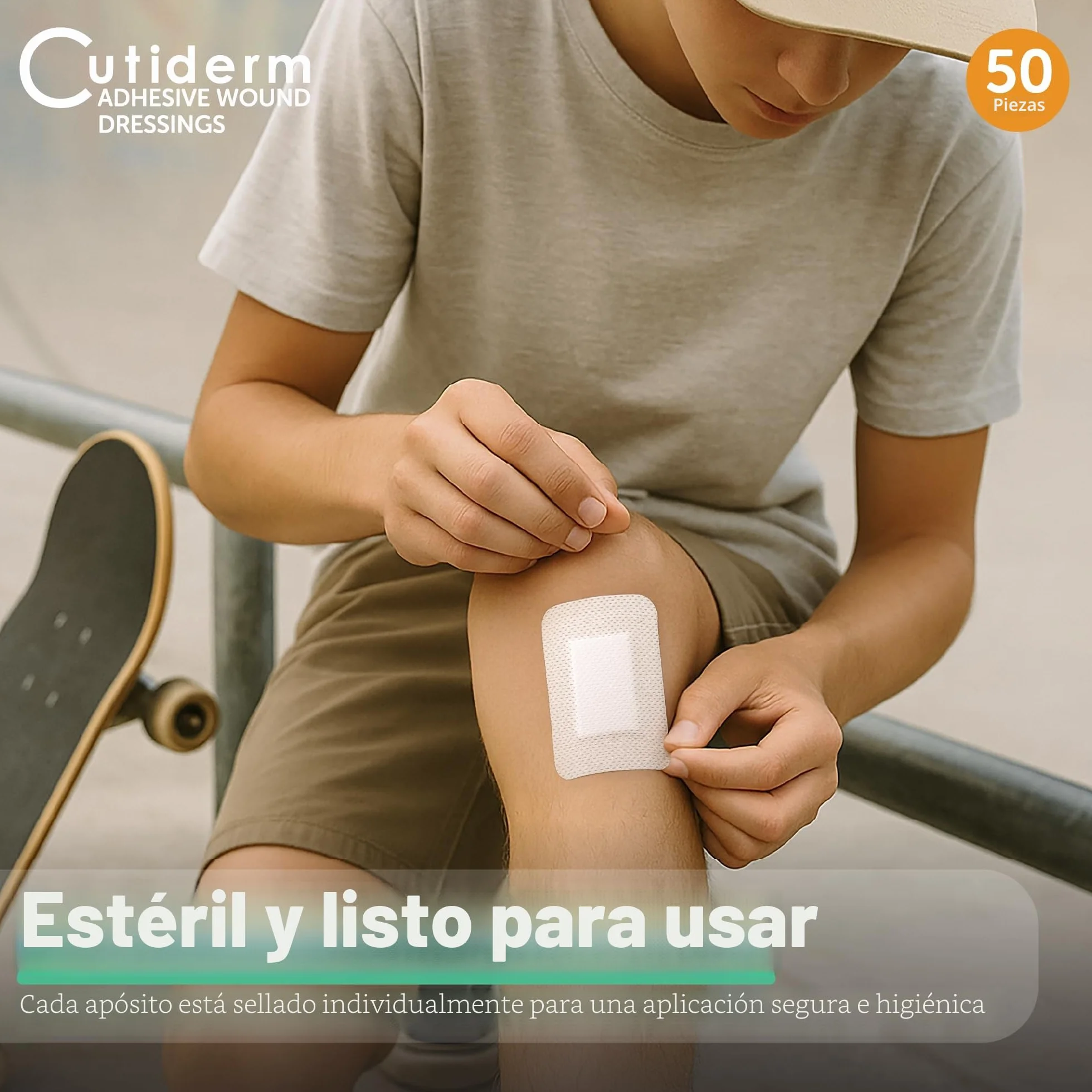 Cutiderm Apósito adhesivo estéril para heridas 5 cm x 7,5 cm caja 50