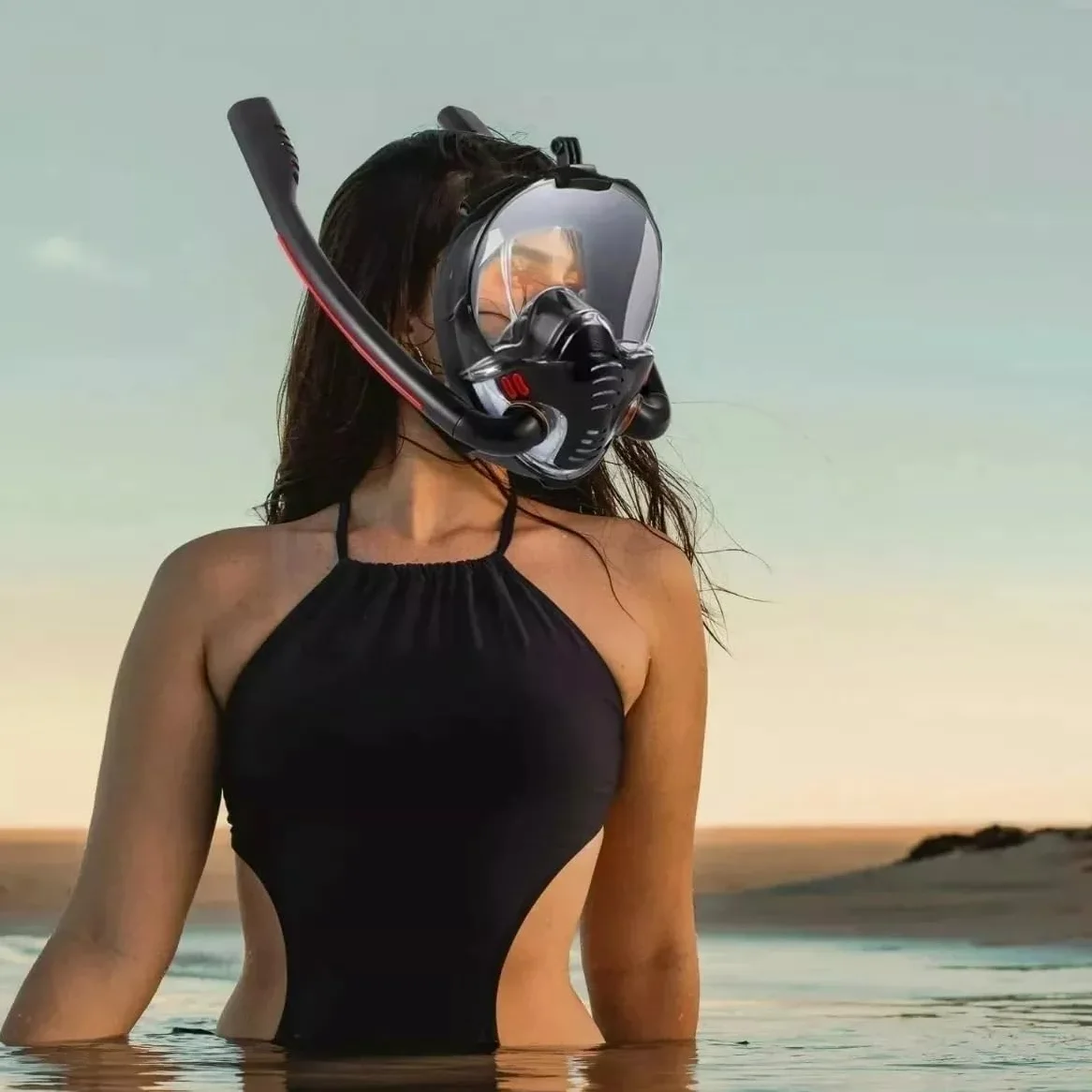 Buceo Máscara de Snorkel Máscara de Snorkel de Doble Tubo de Silicona, máscara de Buceo Completamente Seca, máscara de natación para Adultos, Gafas de Buceo