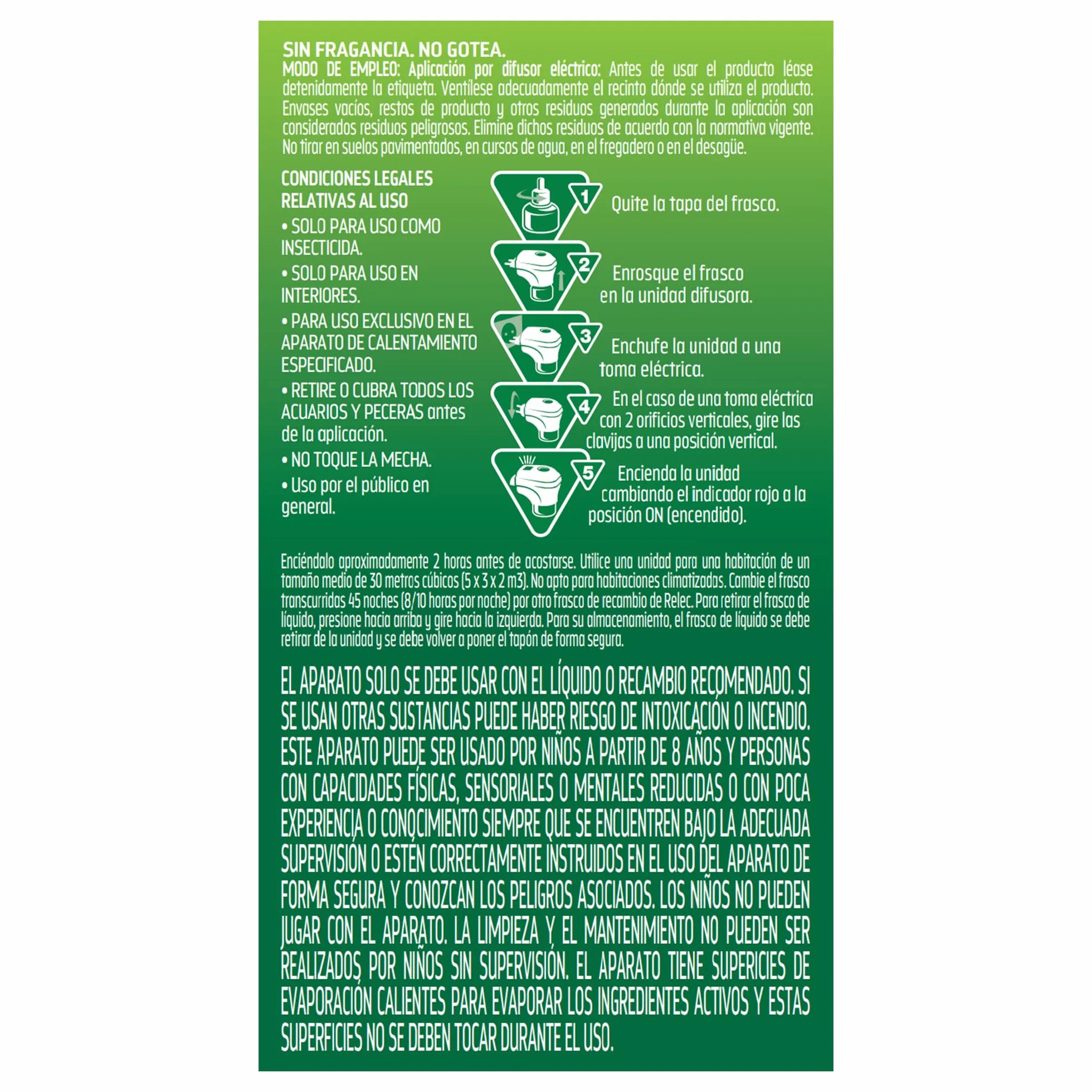 Relec Día y Noche Difusor Eléctrico Antimosquitos 35 ml Repelente Mosquito Tigre