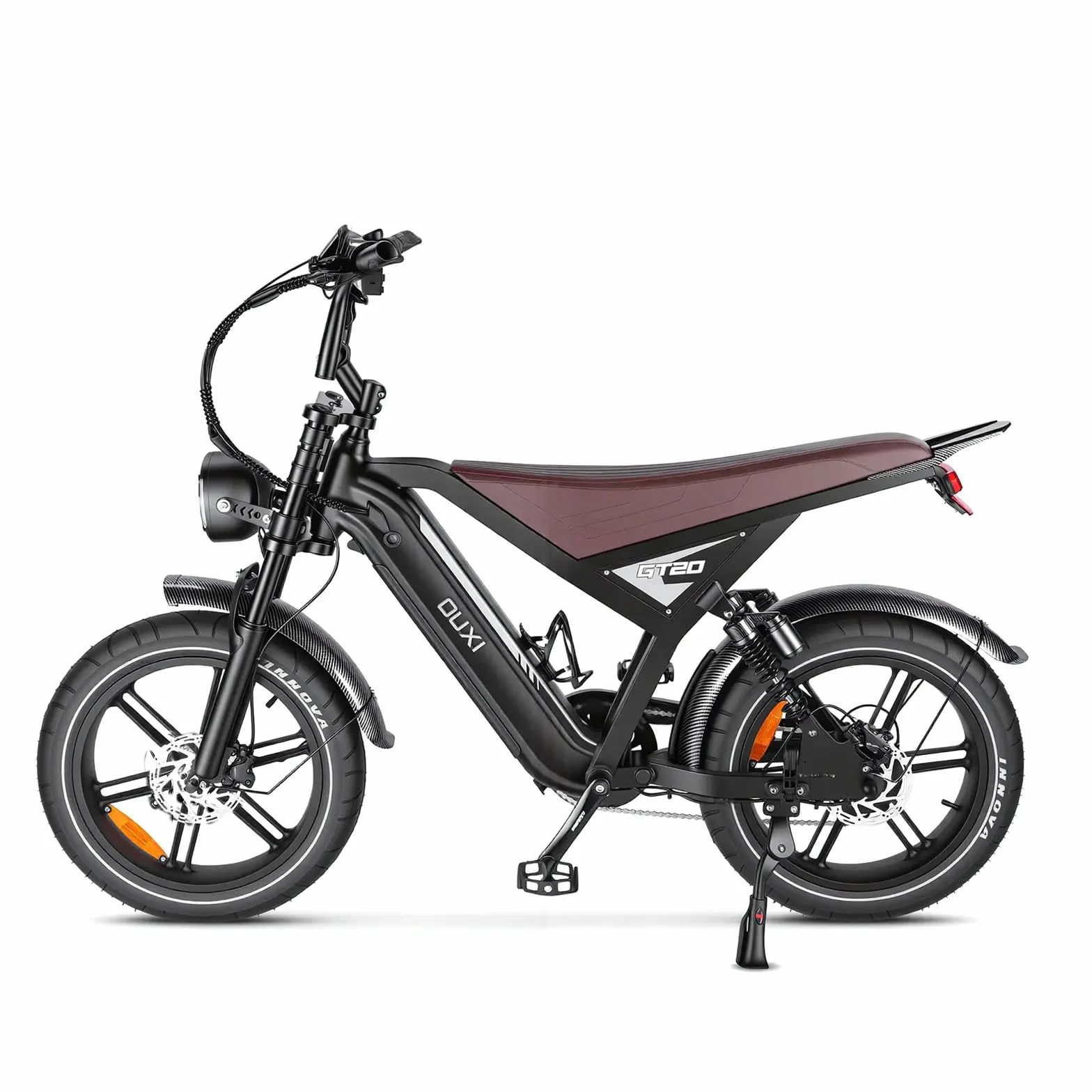 OUXI Bicicleta Eléctrica Adulto, E-Bike Fat Tire 20" x 4.0 Pulgadas, Motor Potente 60Nm, Batería 48V 15Ah, Frenos de Disco Hidráulicos, Doble Suspensión y Luces de Giro, Autonomía 30-60km