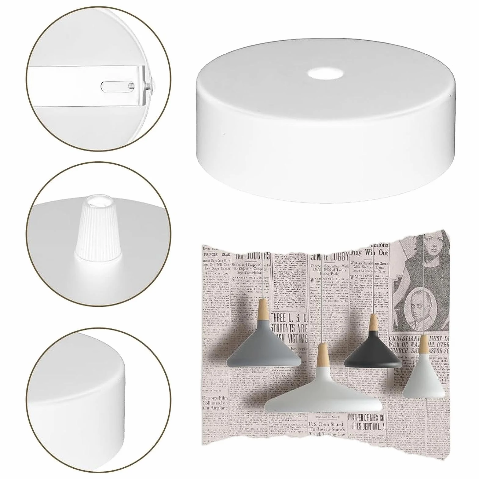 Rosetón Lampara Techo Blanco 80 x 25 mm Metálico 2 Piezas