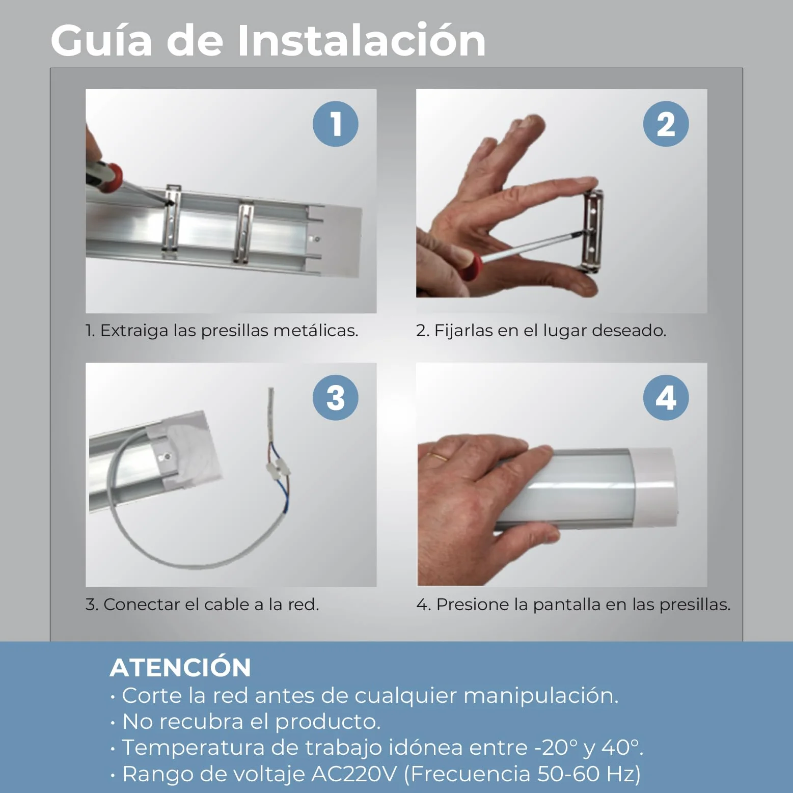 LED ATOMANT Pack 2x Pantalla Luminaria LED integrado 120cm 40W CCT 4000 lumenes