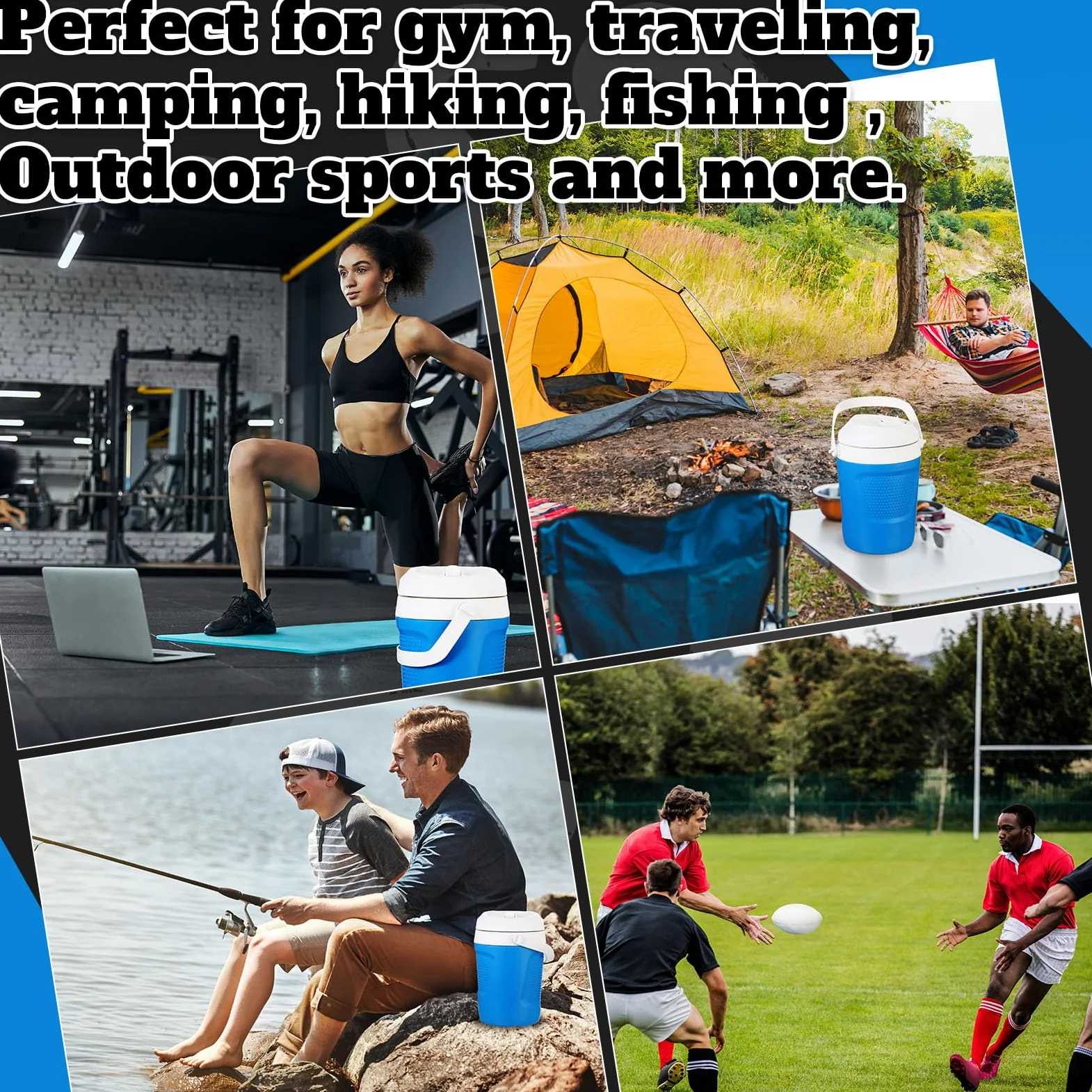Teenyyou Jarra de agua de 1 galón con asa, botella de agua portátil para béisbol, fútbol, gimnasio, fútbol, camping, playa, deportes, portón trasero, picnic