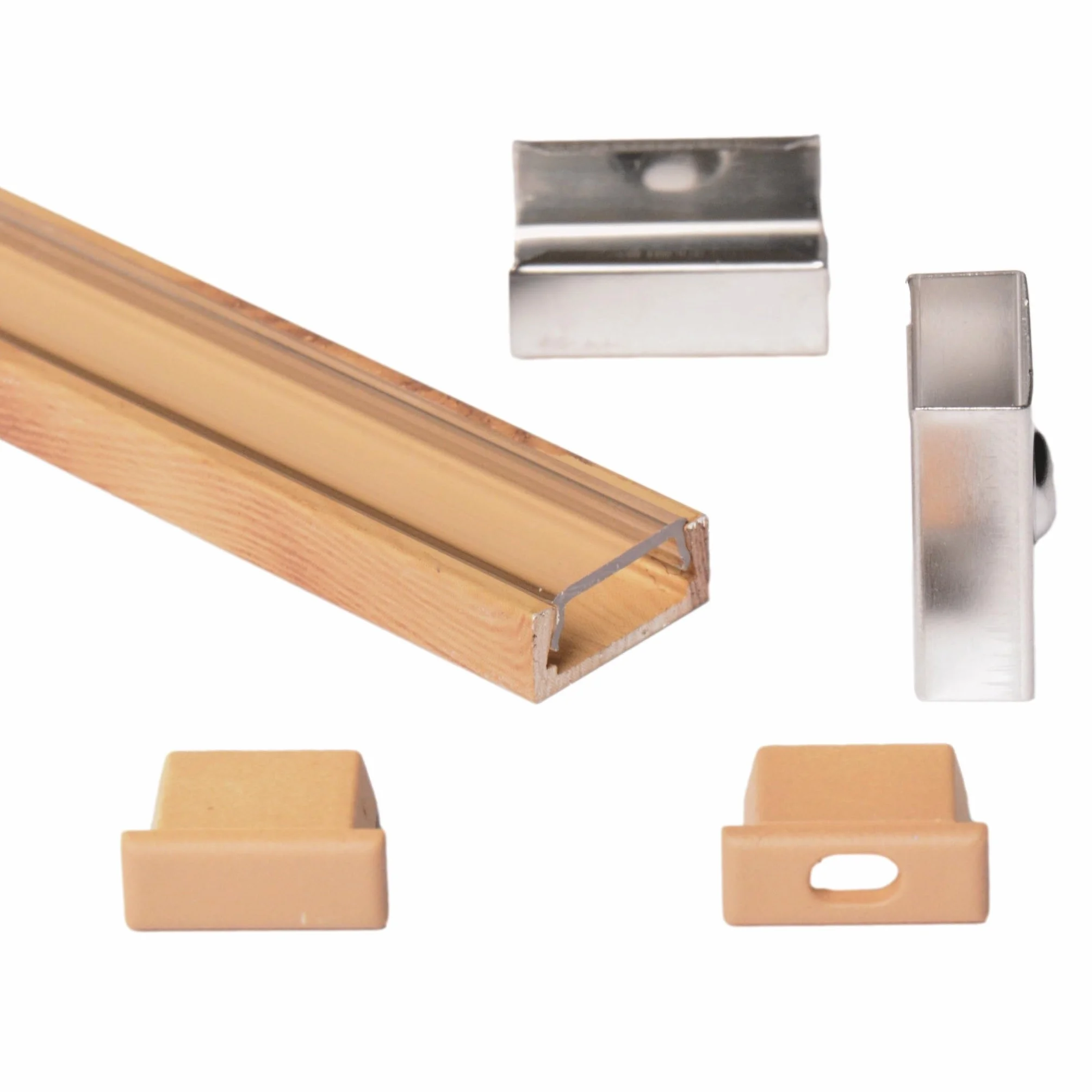 AFTERTECH Perfil de aluminio para tiras LED 2 m 15x6 mm 1506LE color madera