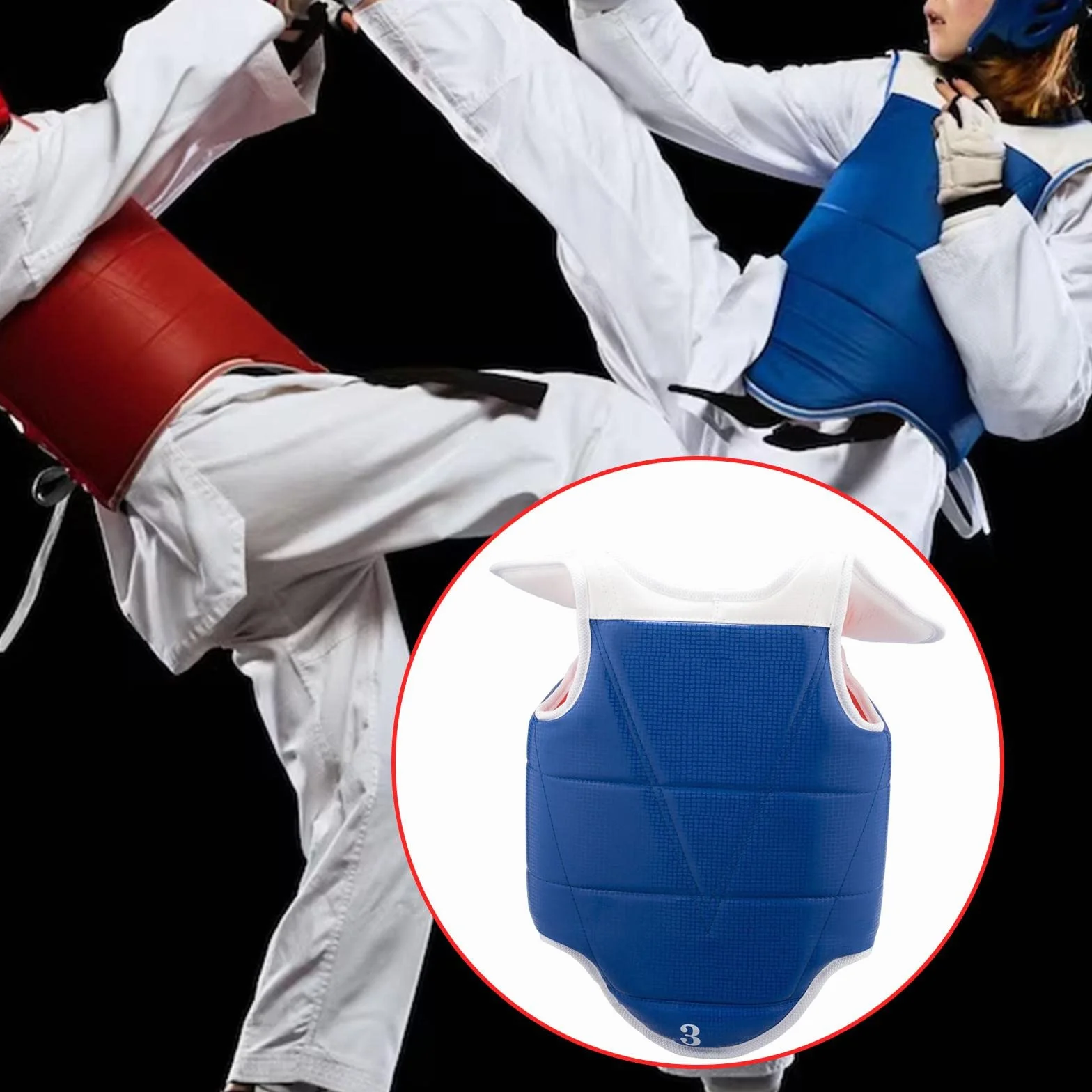 Rockible Karate Taekwondo Chest Protector Adjustable Rib Shield for Adults Kids Martial Arts Sanda