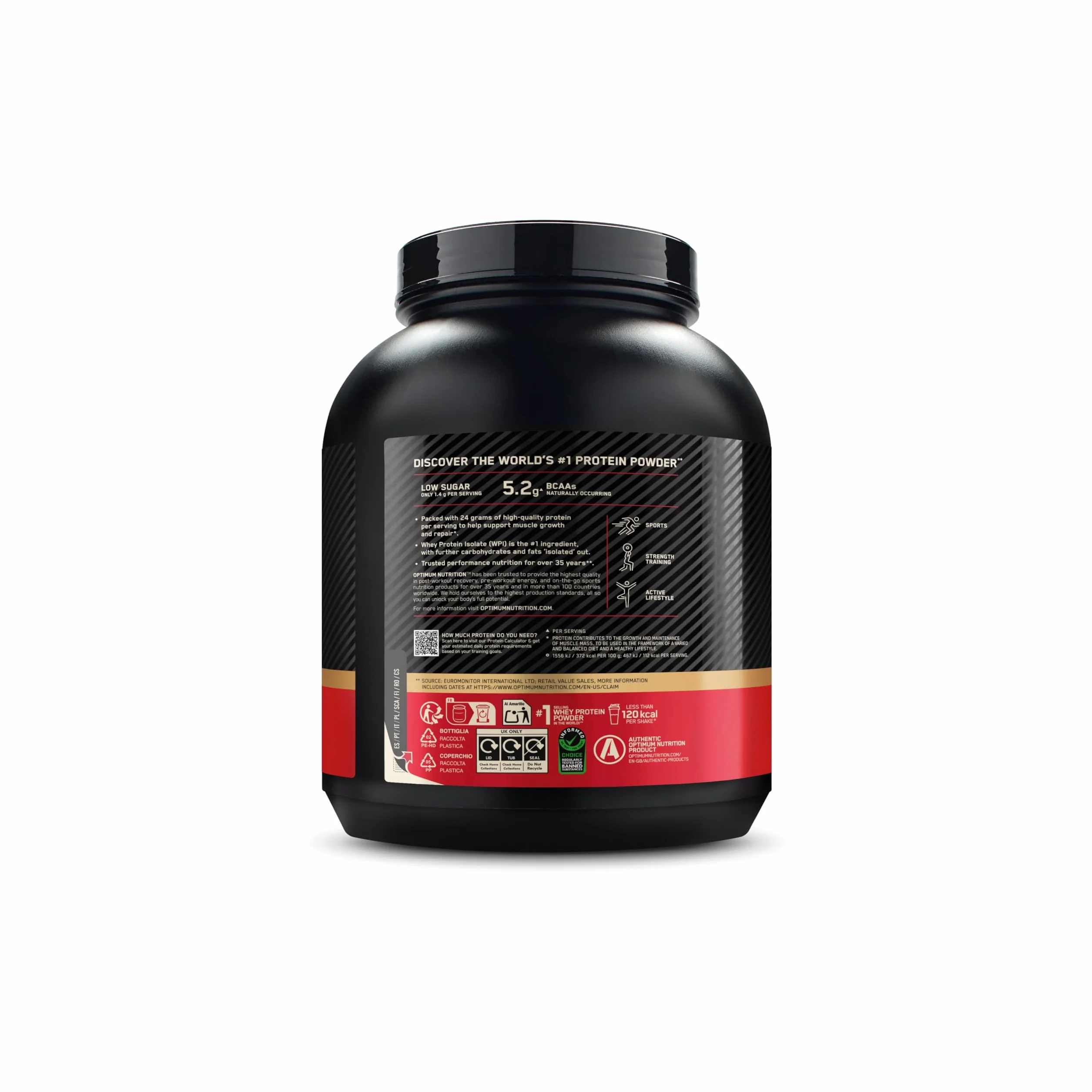 Optimum Nutrition Gold Standard 100% Whey Proteína Crema de Vainilla Francesa 2.28kg 76 Servicios