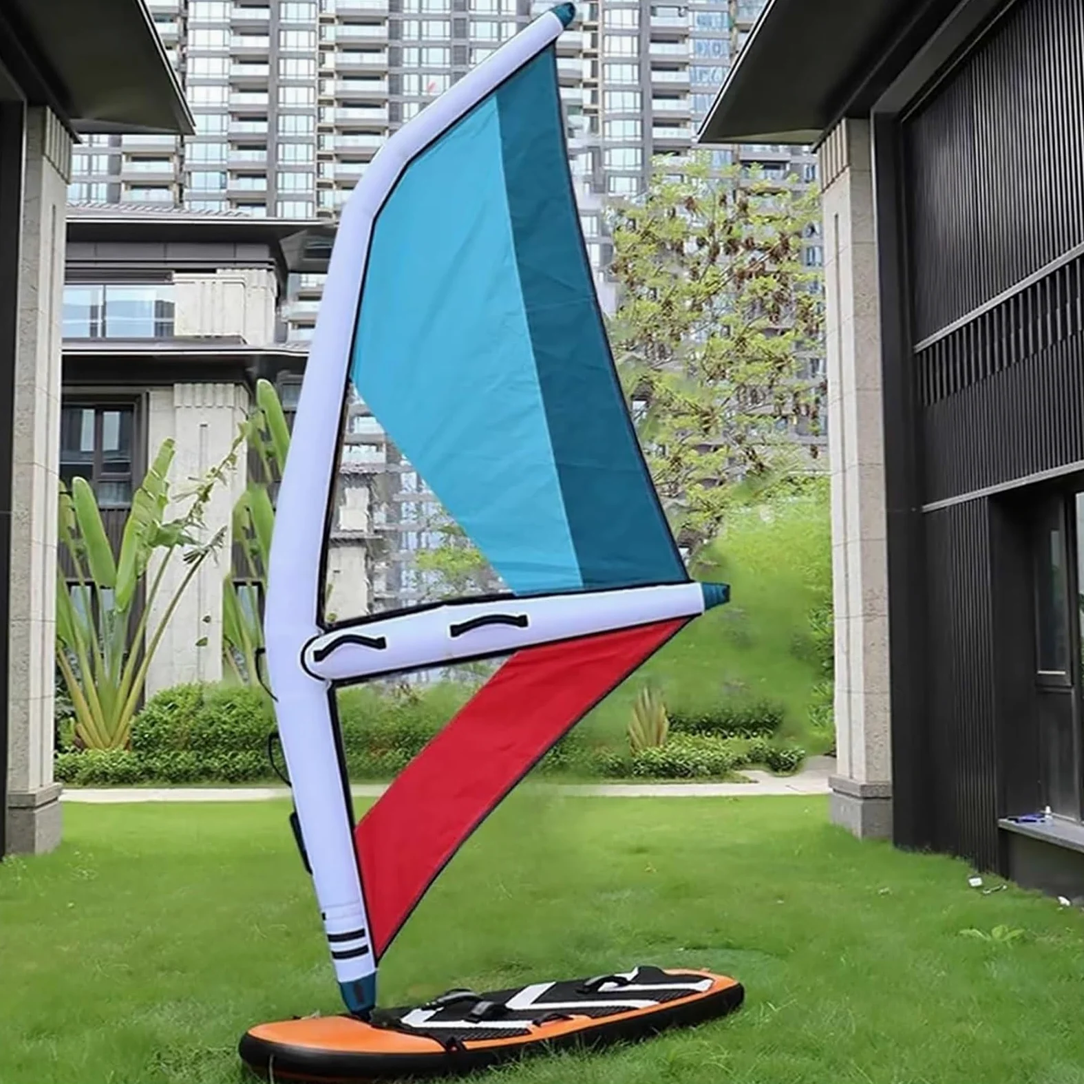 Tabla de remo inflable con vela de windsurf, tela Oxford duradera y diseño de PVC para adultos, perfecta para surf y juegos acuáticos