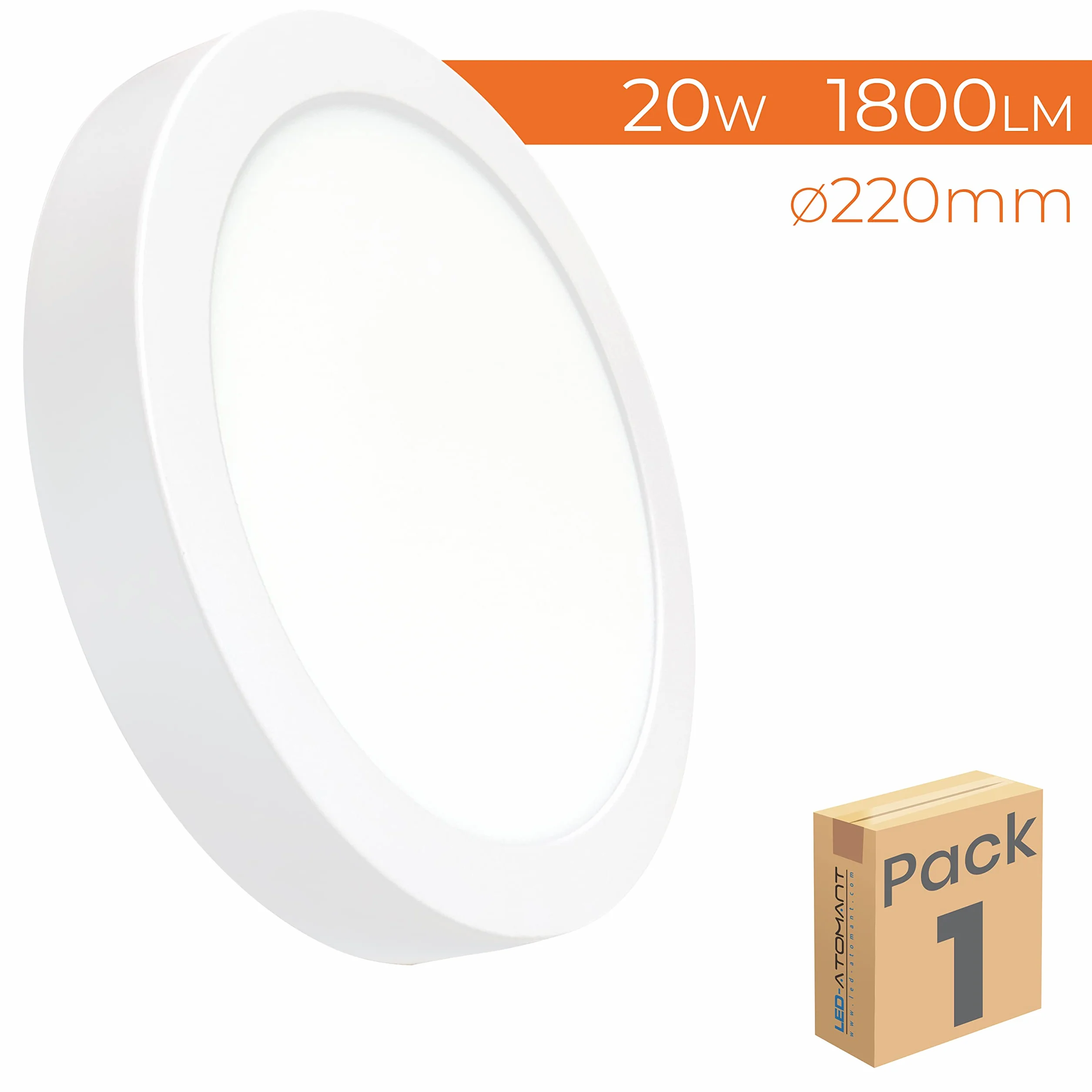 Plafon LED Redondo Superficie 220mm 20W Blanco Neutro 4500K 1800Lm