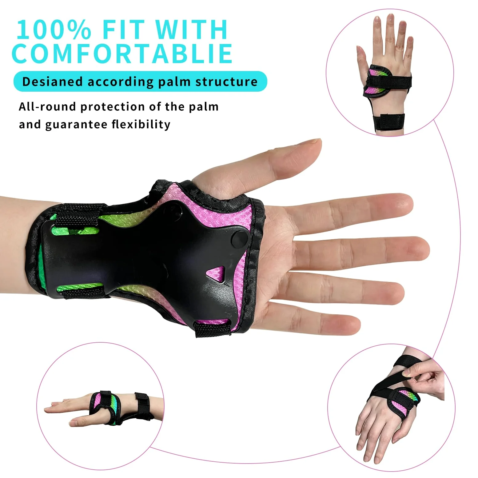 Almohadillas para monopatín para niños, jóvenes, adultos, coderas y muñequeras, equipo de protección, correas dobles fuertes y clips ajustables de fácil fijación para patineta, patinaje,