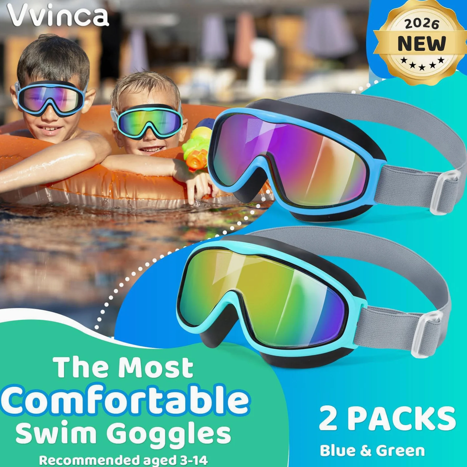 Vvinca Vvinca Casual Unisex niños (Pack de 2) | Ajuste sin fugas, niños y niñas