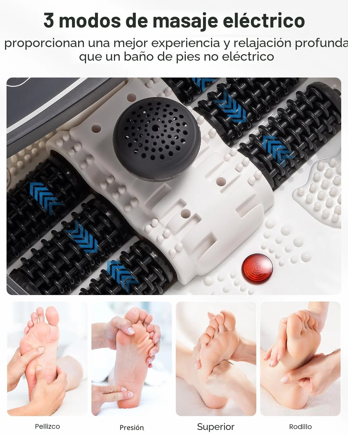 RENPHO Masajeador de Baño para Pies con Calentamiento Rápido, Masaje Automático y Chorros de Burbujas