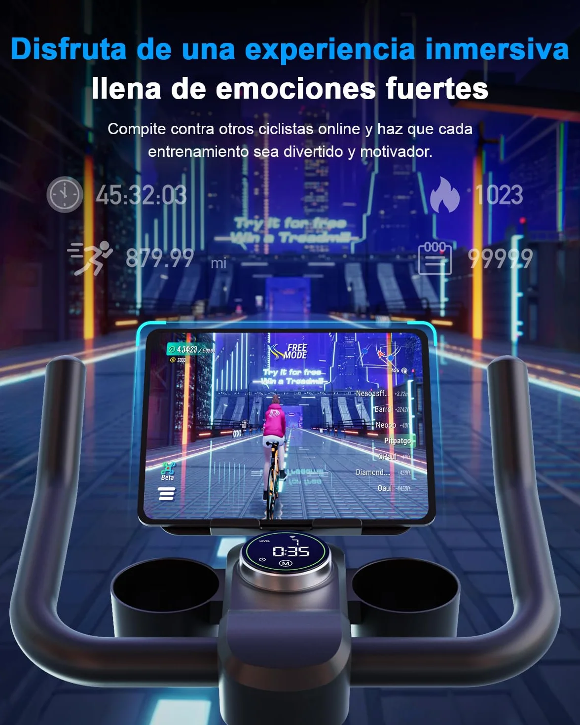 Copant Bicicleta Estática en Cass con Pantalla LCD y App Control, Bicicleta de Ejercicio Interior con Resistencia Magnética Ajustable, Capacidad de Carga 136KG