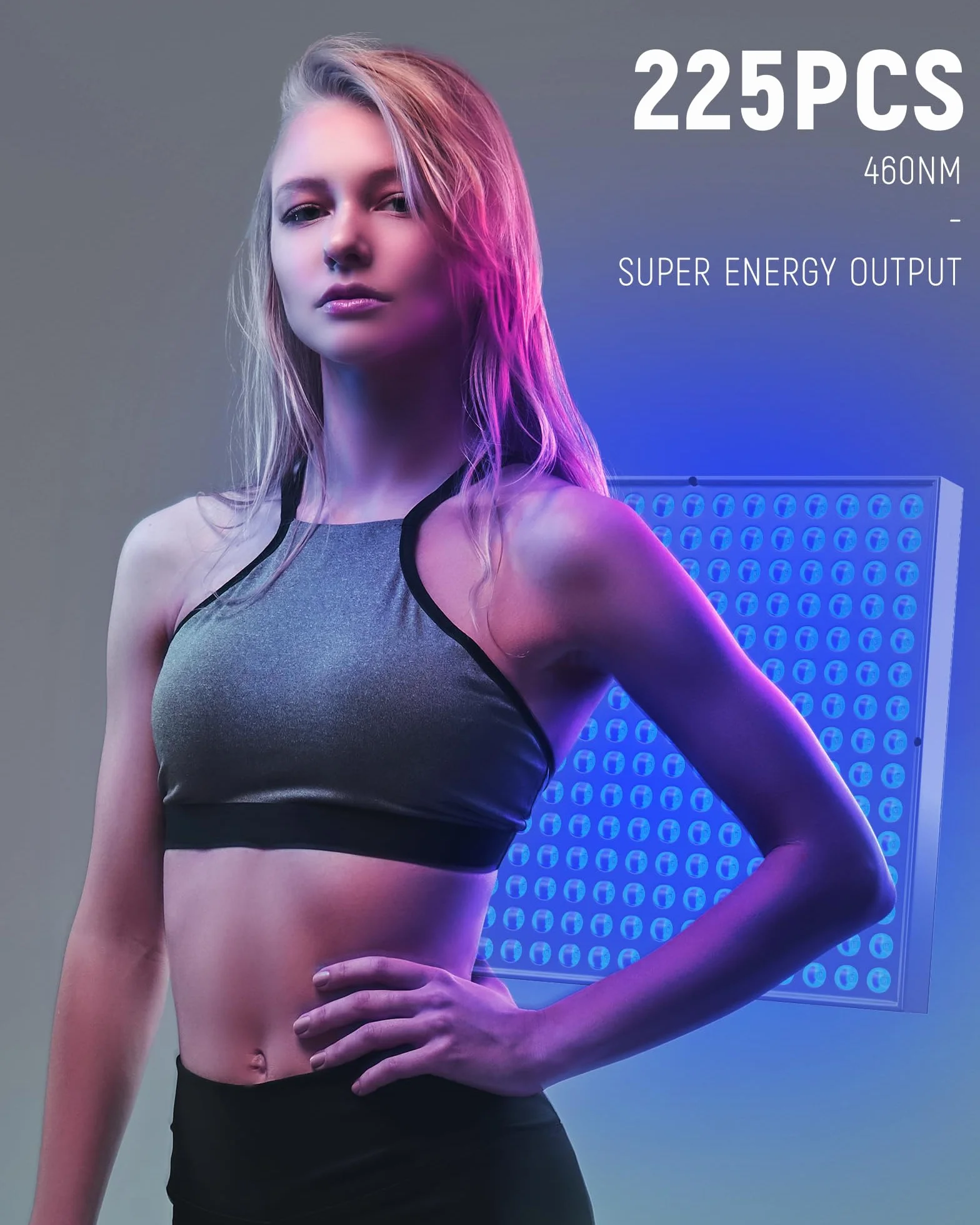 Solarium portátil 48 W con 225 LED para cara y cuerpo, soporte ajustable plegable y gancho para colgar