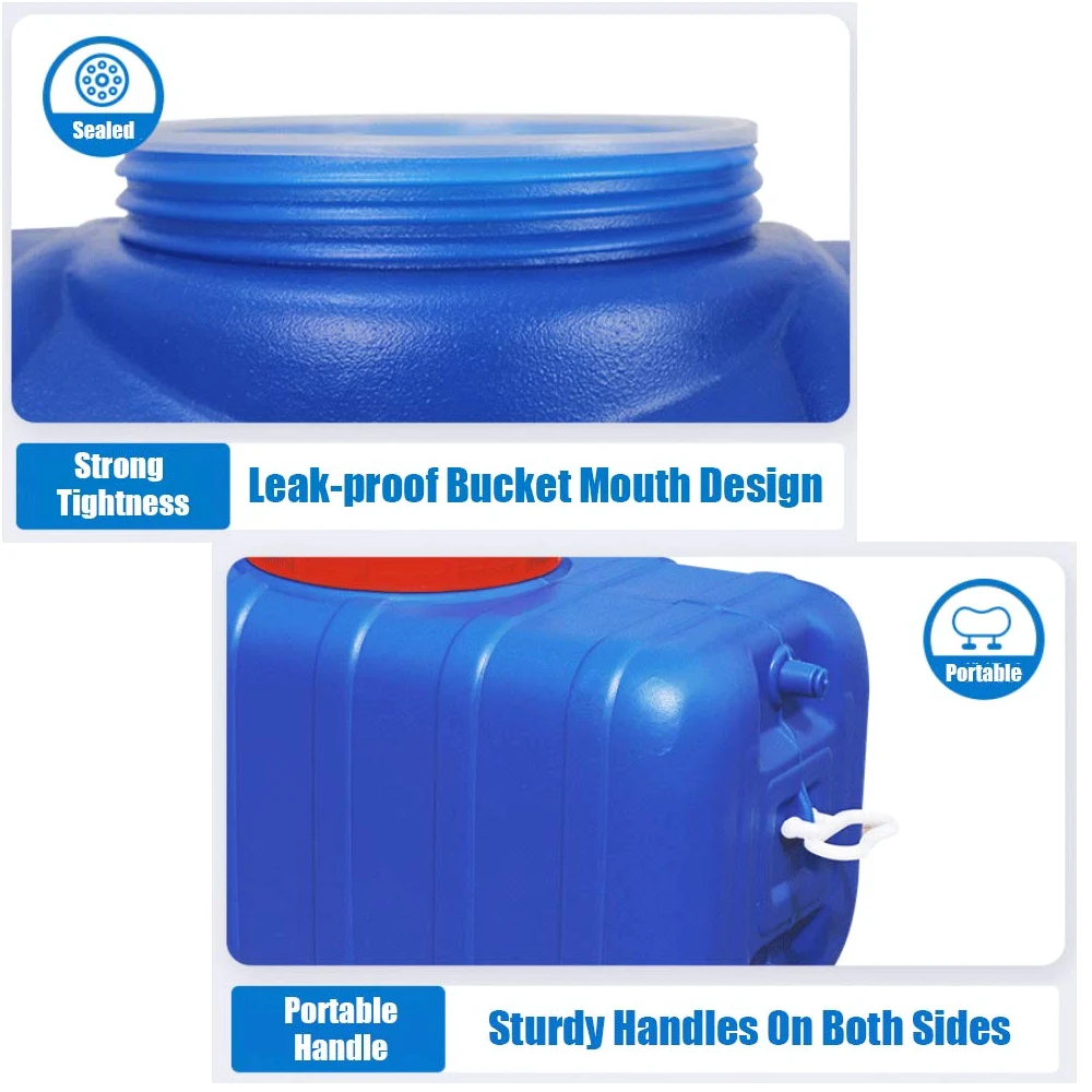 Bidon Agua 200 litros Gran Capacidad Envase Agua Que Acampa para Acampada Y Marcha Almacenamiento De Agua De Plástico Grueso Cubo Azul Tanque De Agua De Plástico De Grado