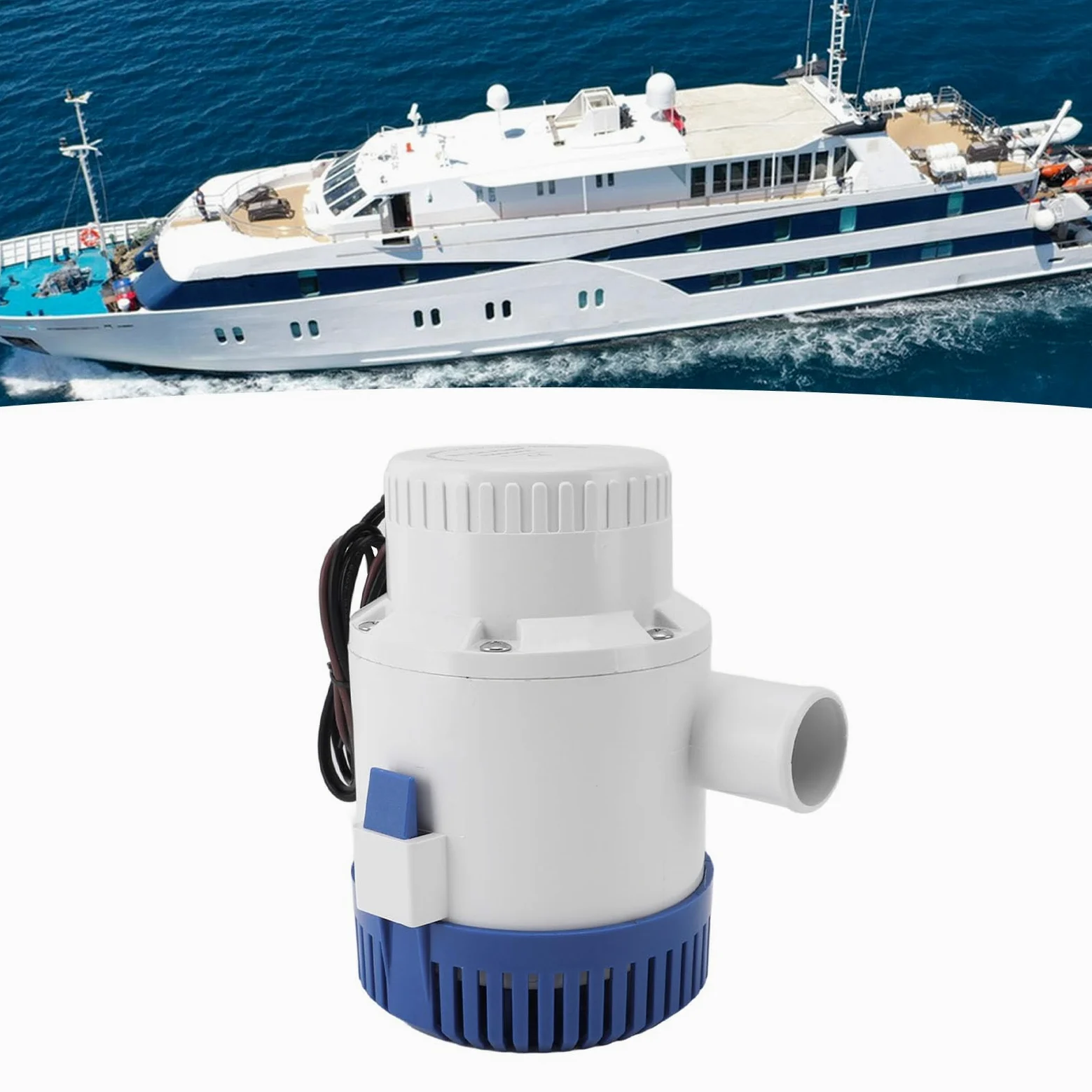 Bomba de Sentina Marina para de 3700 GPH, Bomba de Achique Automática de Prevención de Sobrecalentamiento de bajo Ruido ABS de 12 24v, para Piscinas Caravana RV (24V)