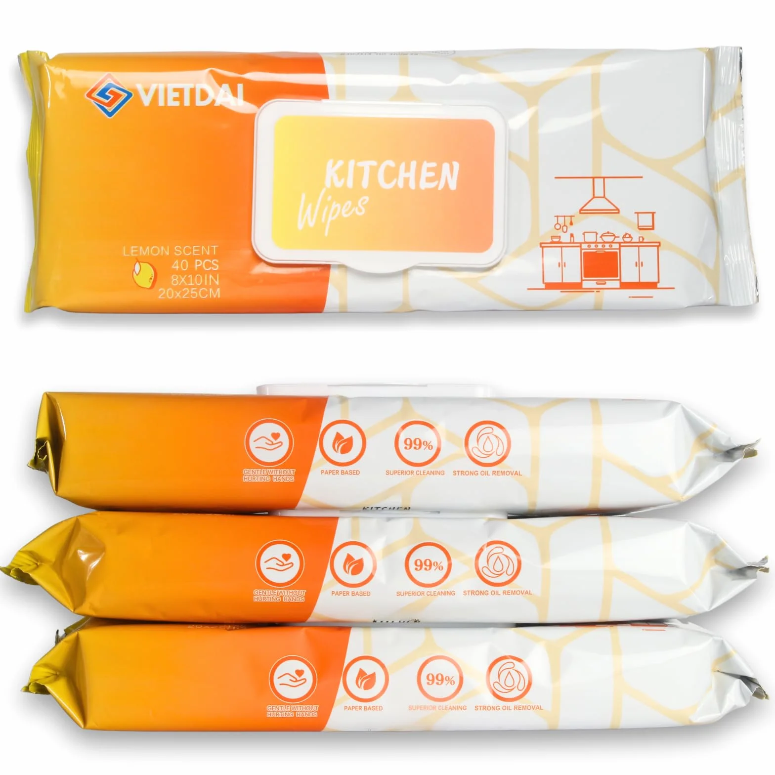 VIETDAI Toallitas Limpieza Cocina 160 Unidades Toallita Grande Gruesa Desengrasante para Estufa Horno Campana