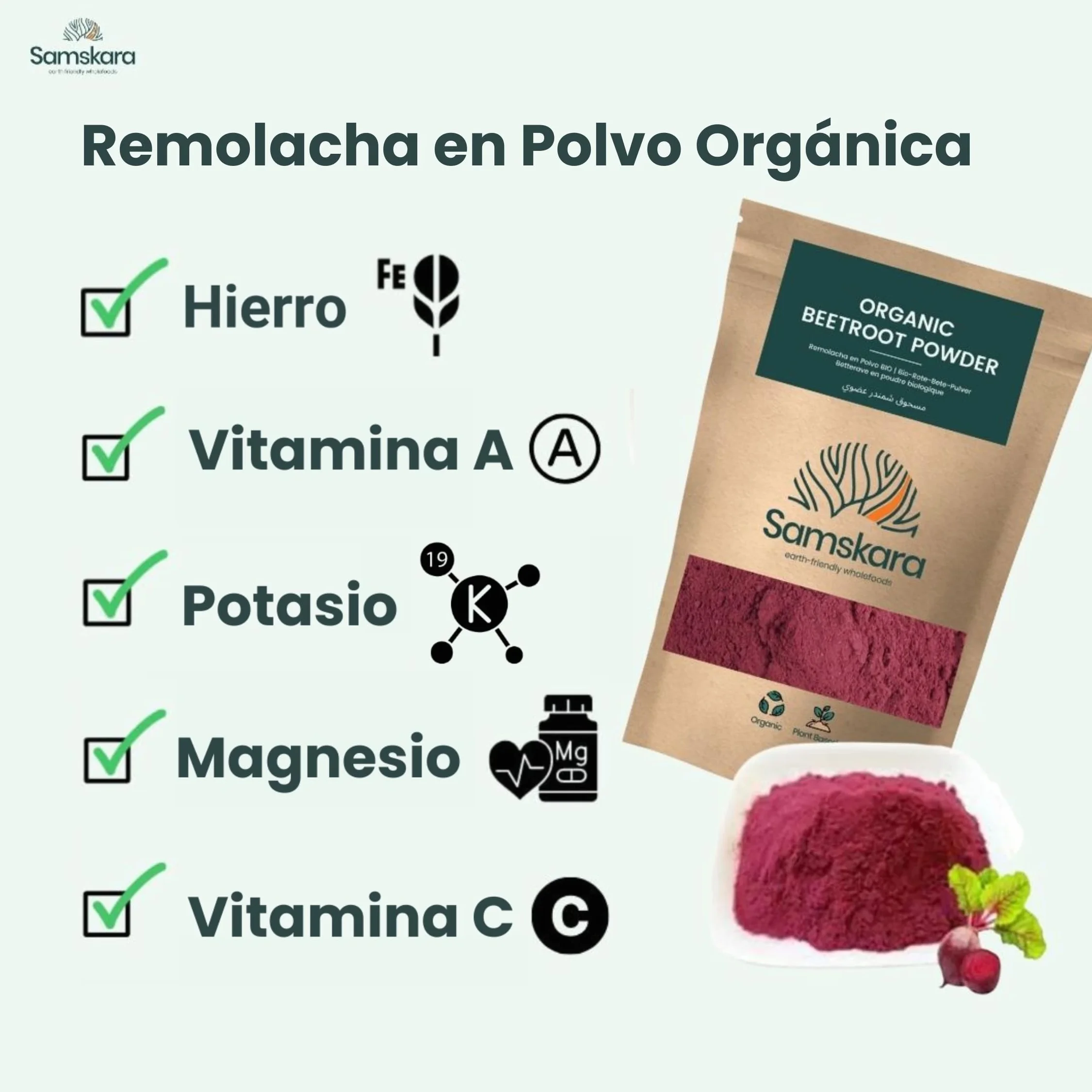 Samskara Superfoods Remolacha en Polvo Ecológica Certificado Orgánico BIO 1 kg
