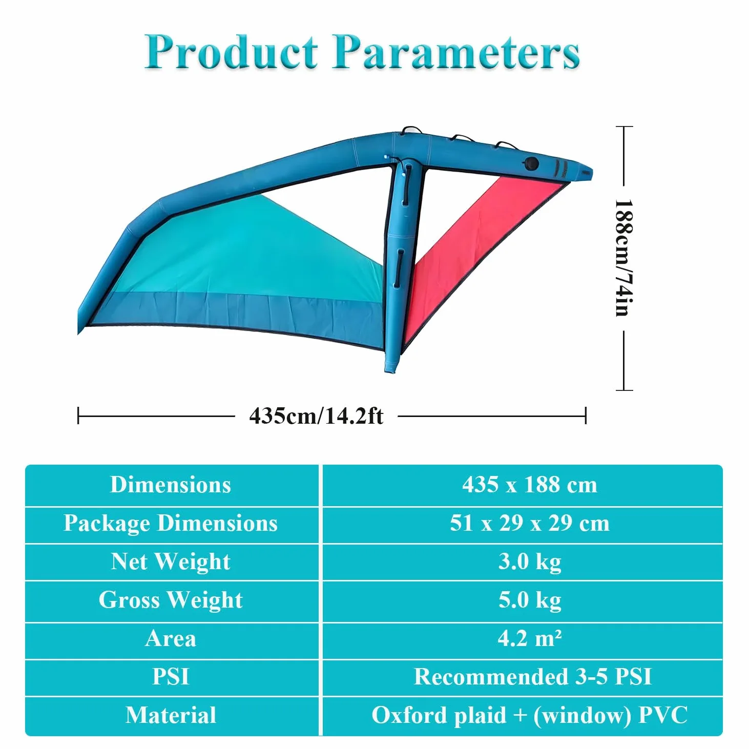 Tabla de Paddle Surf de Tela Oxford + Vela de Windsurf de PVC, Tabla de Windsurf Independiente, Vela de Windsurf Inflable Profesional para Adultos de 4,35 m × 1,88 m