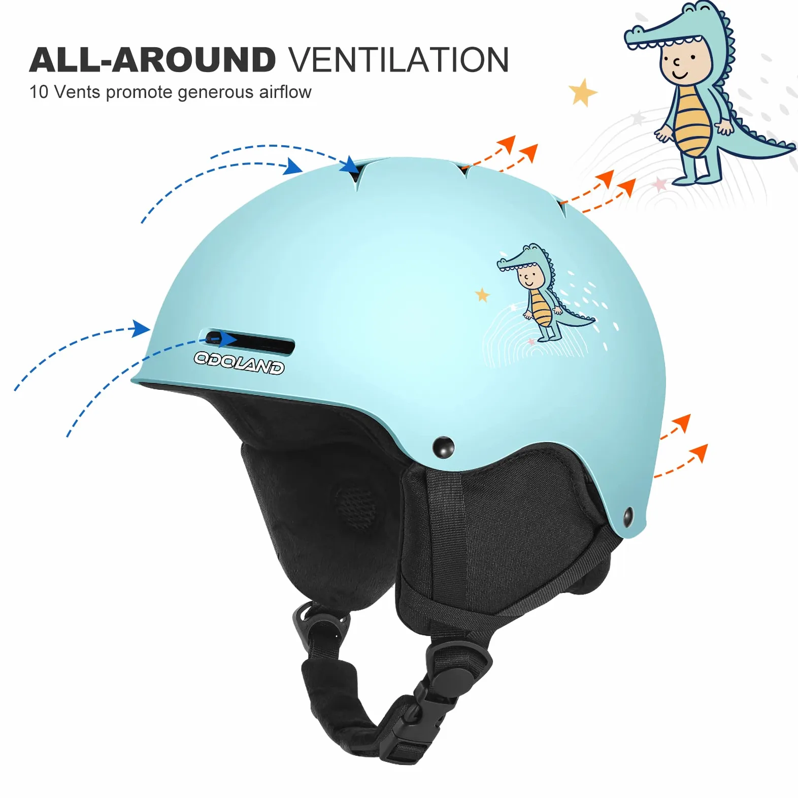 Odoland Kit Casco de Esquí con Gafas para Niños y Niñas, Casco de Snowboard Ajustable Equipo Protección para Deportes Nieve para Infantil, Juvenil, Edad 6-14 Años