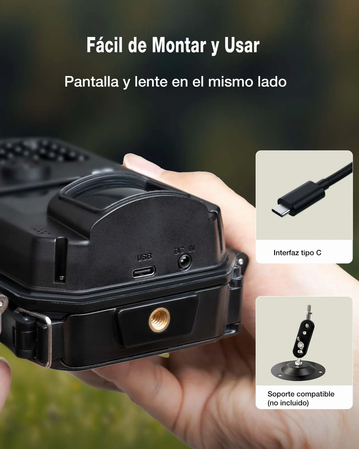 WOLFANG Cámara de Caza, Camara Fototrampeo 48MP 4K HD, Nocturna 940 NM LED IR Sin Brillo con 0,3s Activación, Cámara Caza Impermeable IP66 para Vida Silvestre y Monitoreo de Seguridad WT01