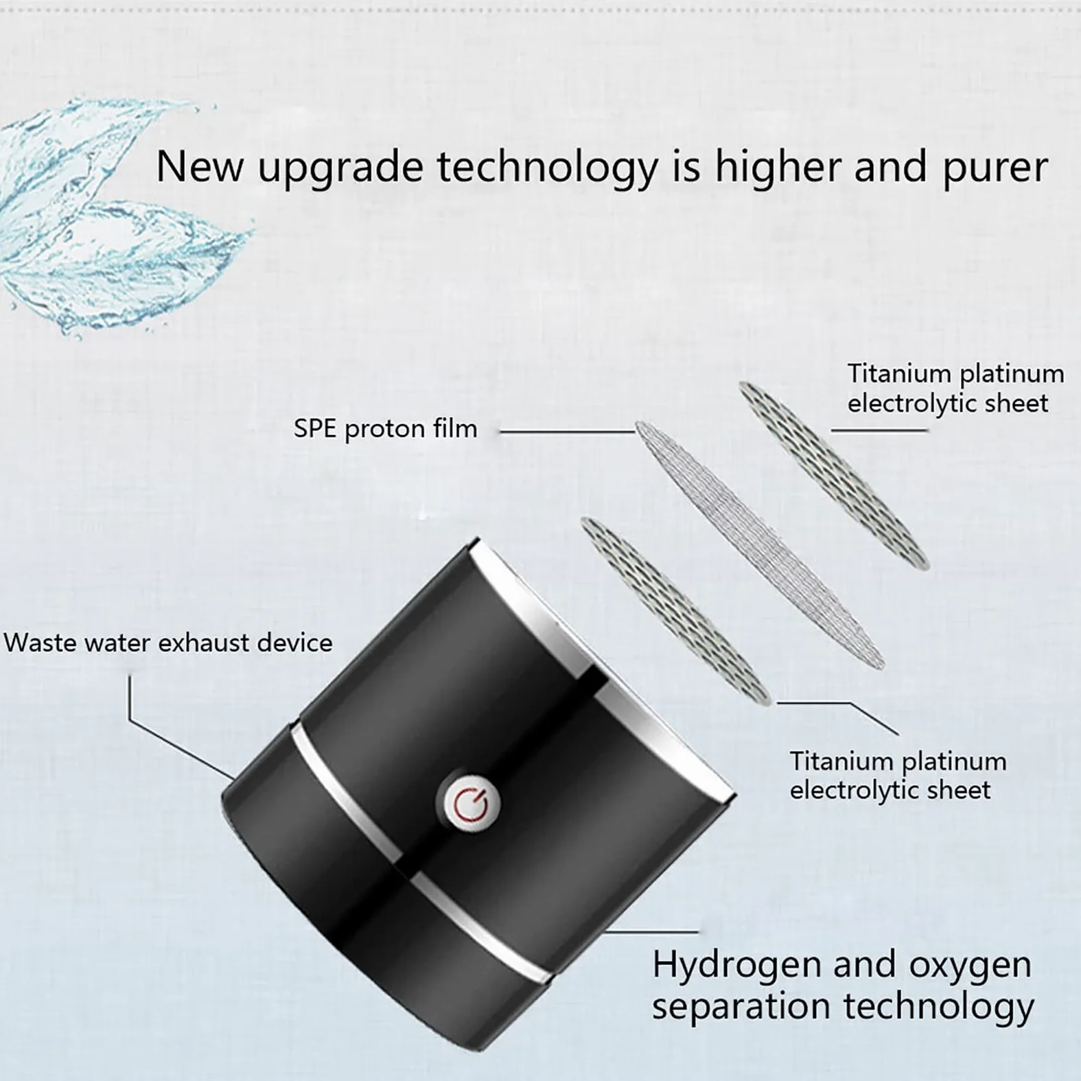 Botella De Agua Rica En Hidrógeno Ionizador Generador De Agua De Hidrógeno Tecnología SPE De 3 Minutos Haga Que El Contenido De Hidrógeno Sea De Hasta 1000-1200 PPB Descarga De Ozono Y Cloro 250Ml