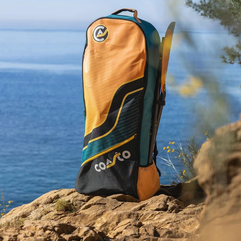 Coasto – Sup Stand Up Paddle Inflable Coasto Flip 11'5 – PB-CFLIP115-348x81x15 cm Dropstitch Woven – Paquete Completo – Paleta Leash Bomba Bolsa de Transporte – hasta 150 kg – Naranja