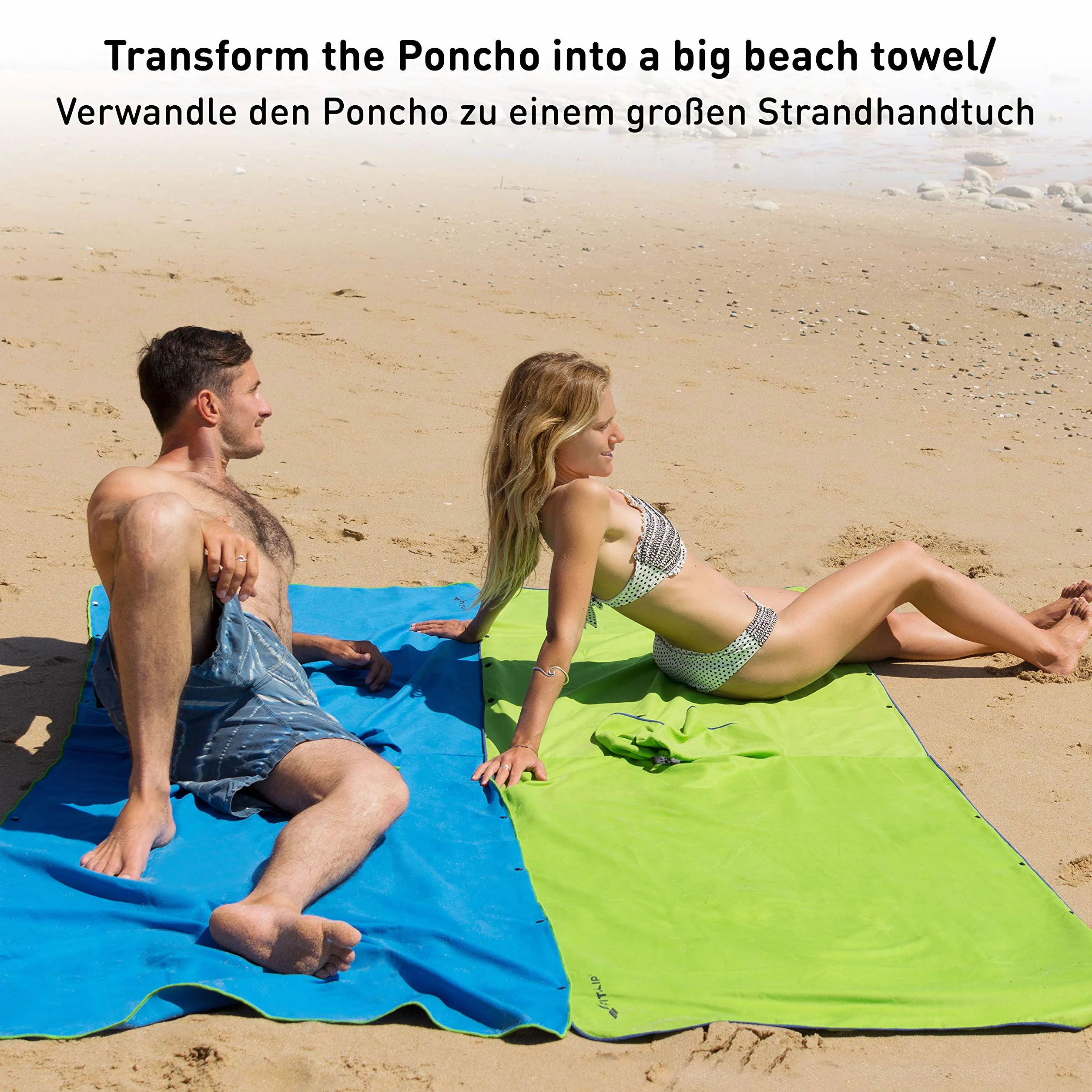 Fit-Flip Poncho de Surf - Albornoz natación de Microfibra Playa - Toalla para cambiarse para Mujeres y Hombres - Ligero, Compacto y de Secado rápido