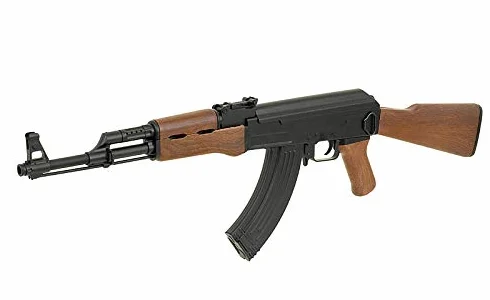 Fusil eléctrico de Airsoft AK47 CM.522 de Cyma, Negro y Madera, Gearbox metálico, Batería incluida, Cargador 500 Bolas 6 mm Incluido. Disparo Semi y automático. Potencia 1 Julio