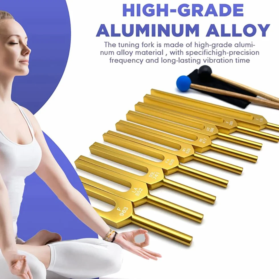 NEWFUN Diapason 528 Hz Juego de 4 Diapasones para Terapia de Chakras
