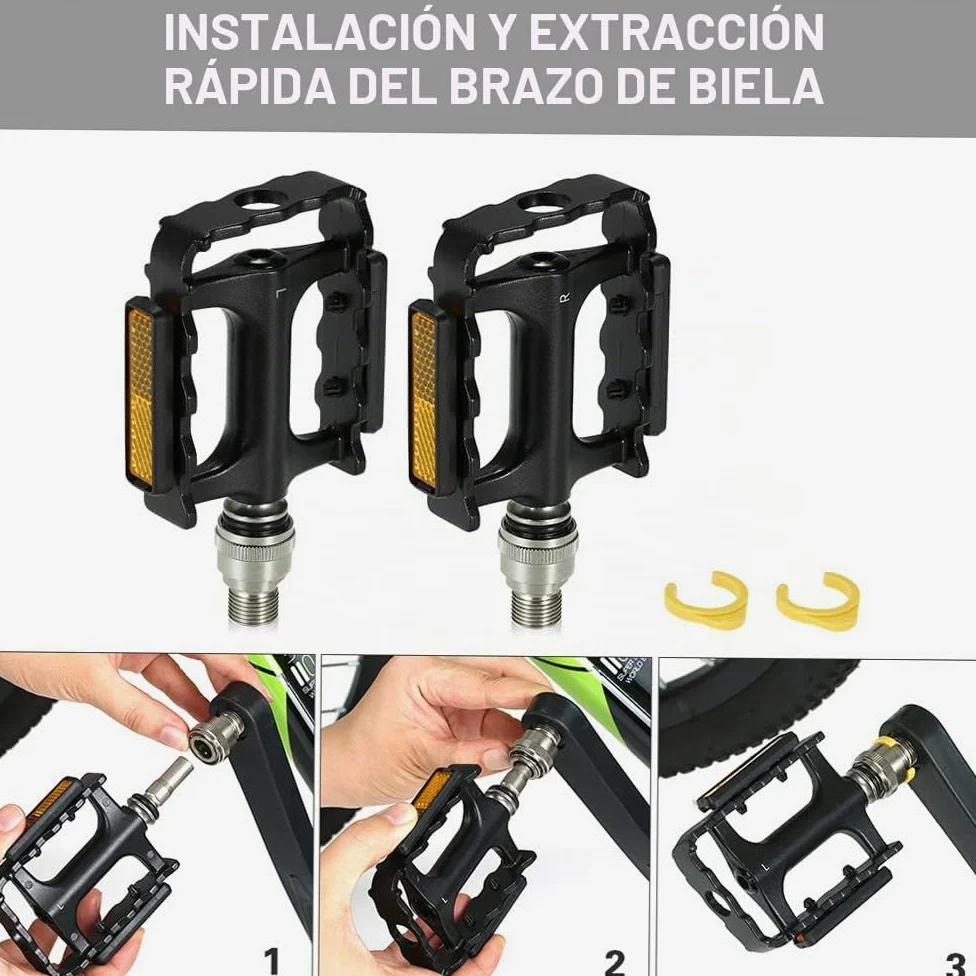 Lixada Pedales de Bicicleta de montaña Pedales de liberación rápida Pedal de Plataforma de Ciclismo MTB con Adaptador Extensor de Pedal (Opcional)