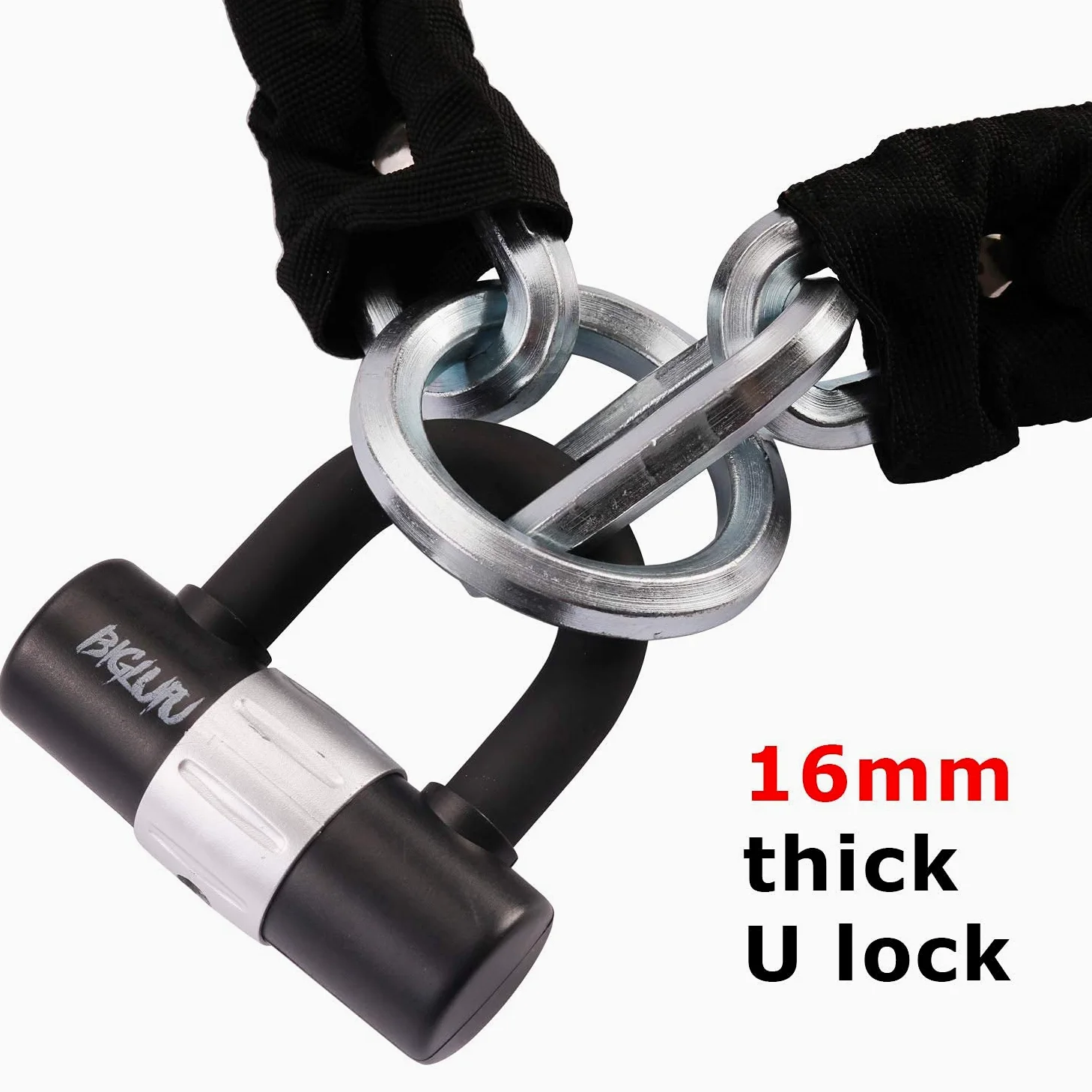 Candados de cadena para motocicleta con 4 llaves de 16 mm, cadena larga resistente de 150 cm, cadenas a prueba de cortes de 12 mm de grosor, ideal para motocicletas, motocicletas, bicicletas