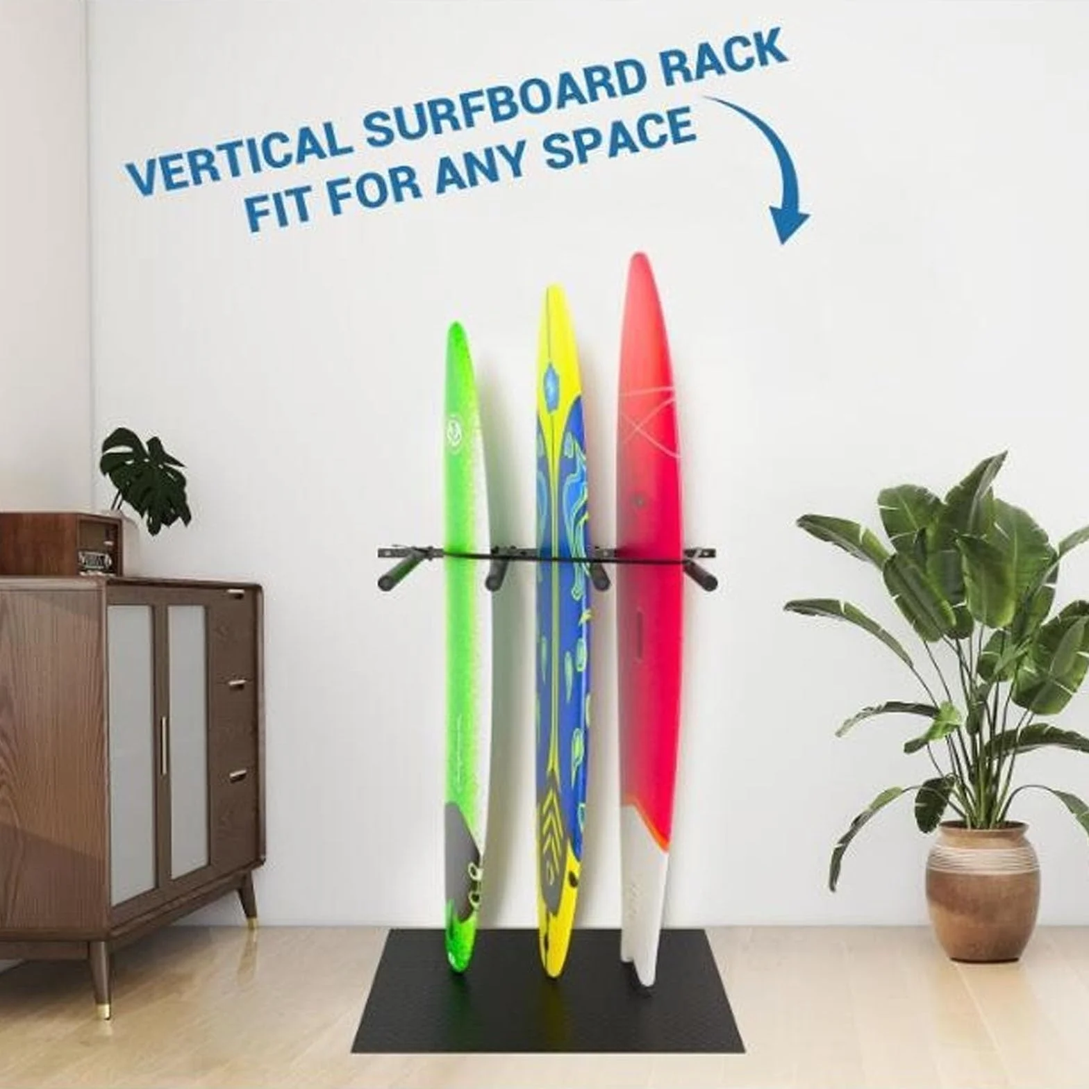 Soporte Vertical para Tablas de Surf — Soportes de Pared Ajustables — Sistema de Almacenamiento Vertical para 5 Tablas
