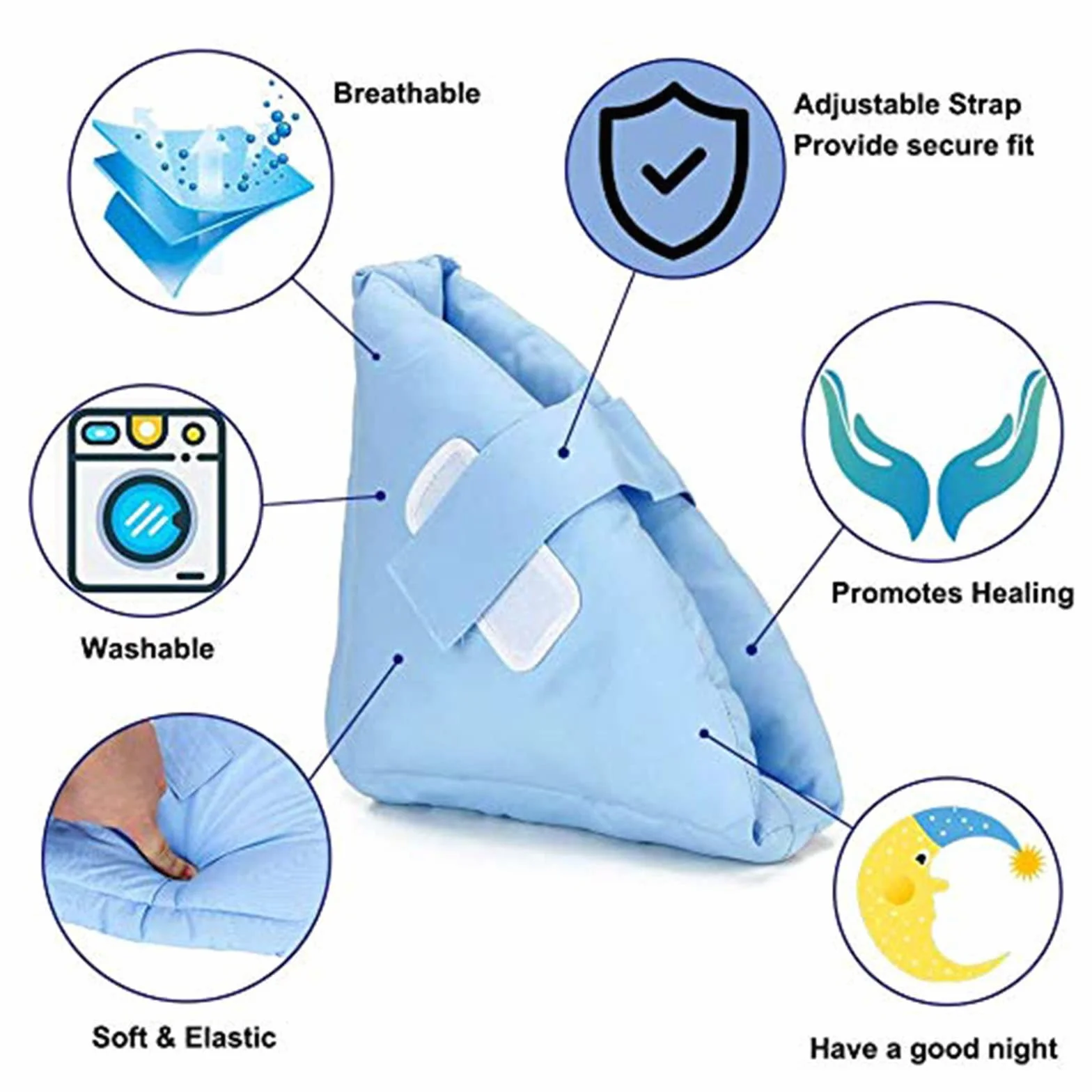 Protector De Talón Antiescaras Ajustable Cojín Elevador De Pies Con Cierre De Velcro Para Pacientes Postrados En Cama