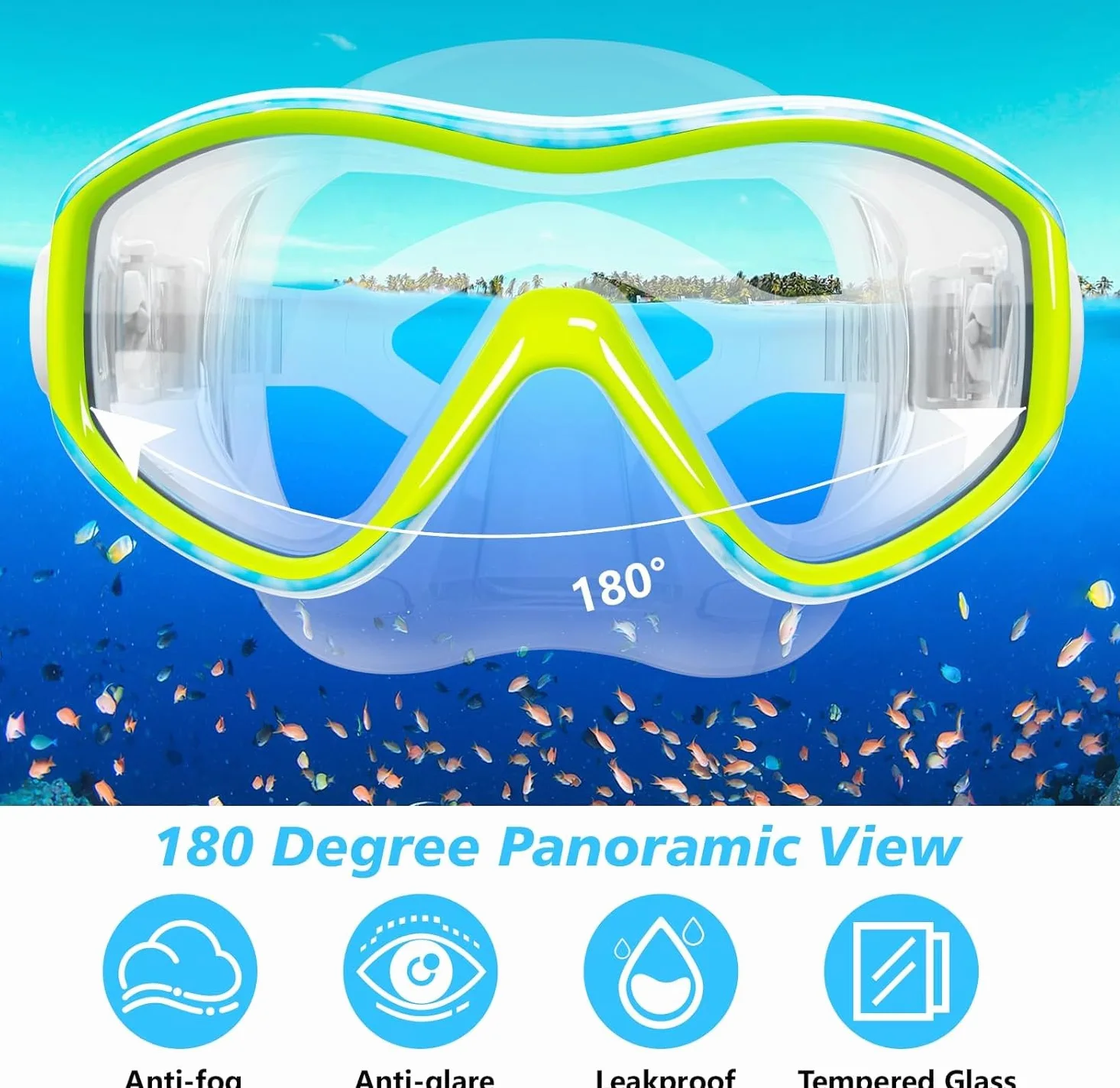 GoseWave - Equipo de esnórquel para niños, juego de esnórquel para niños de 5 a 15 años, máscara de buceo antivaho y juego de esnórquel de parte superior seca, gafas de natación unisex con cubierta