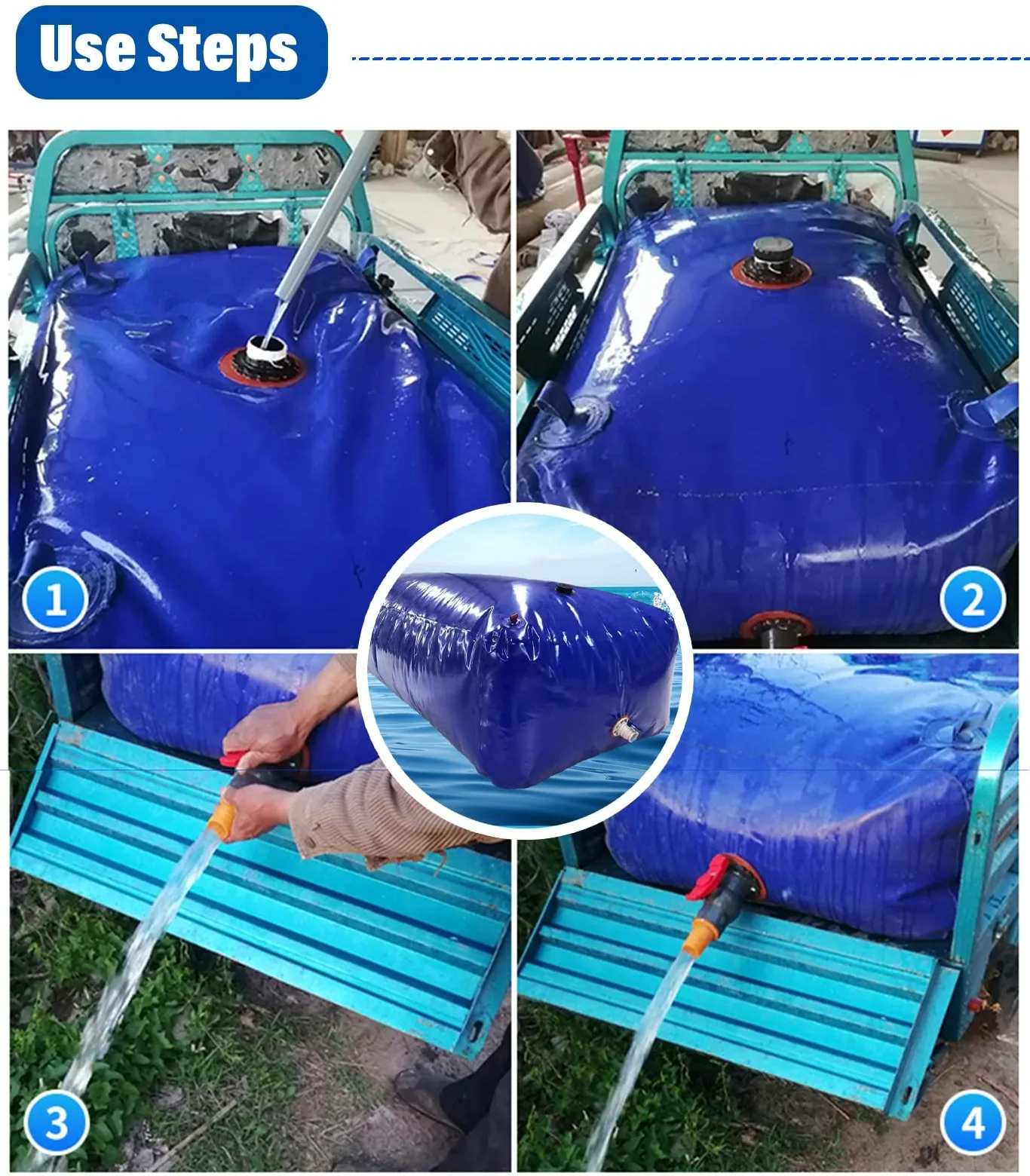 Depósito de agua plegable de gran capacidad, bolsa flexible de recogida de agua para acampar al aire libre, jardín, caravana, rectangular, cubo, bolsa de tanque de agua portátil
