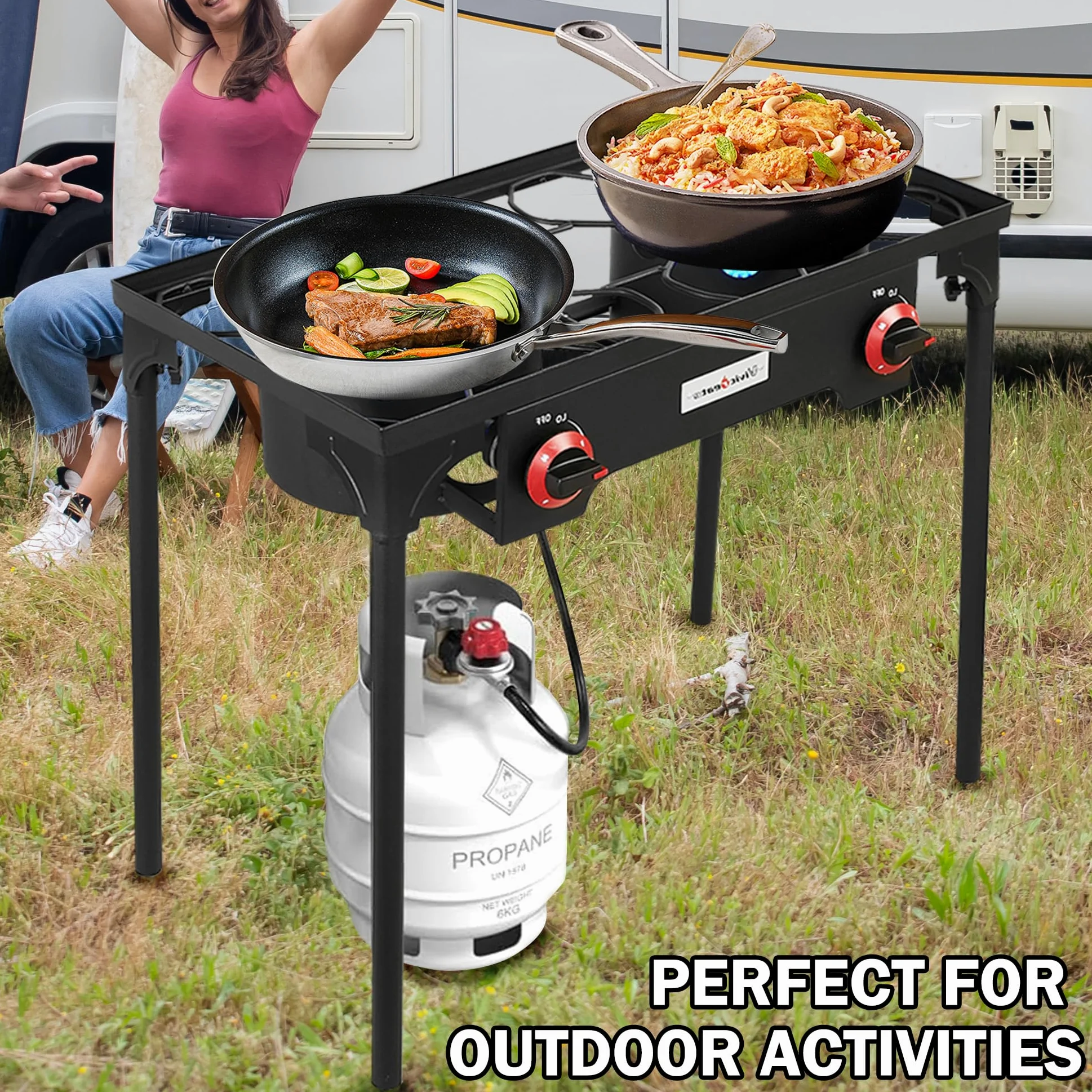 Vivicreate Regulador de alta presión de gas propano de 20 PSIG para exteriores, camping, jardín, barbacoa, parrilla, quemador
