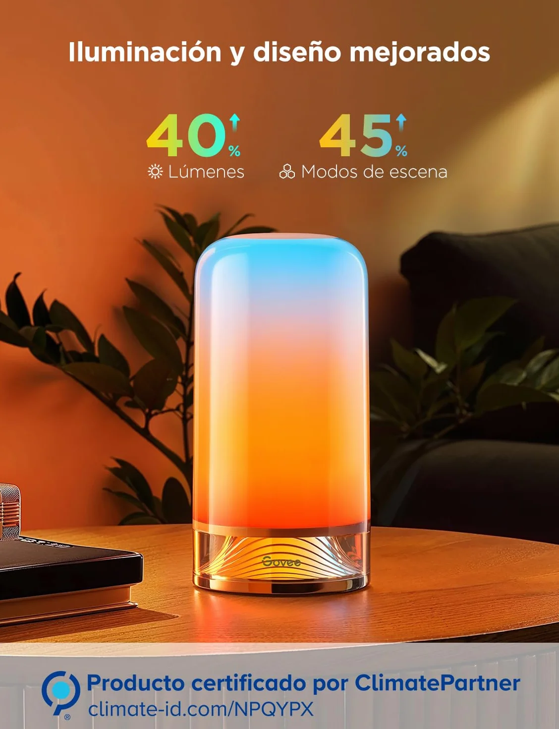 Govee Lamparas de Mesita de Noche Tactiles RGBICWW LED Regulable, 70+ Modos de Escena, 2700-6500K, Compatible con Alexa, Funciona con Matter