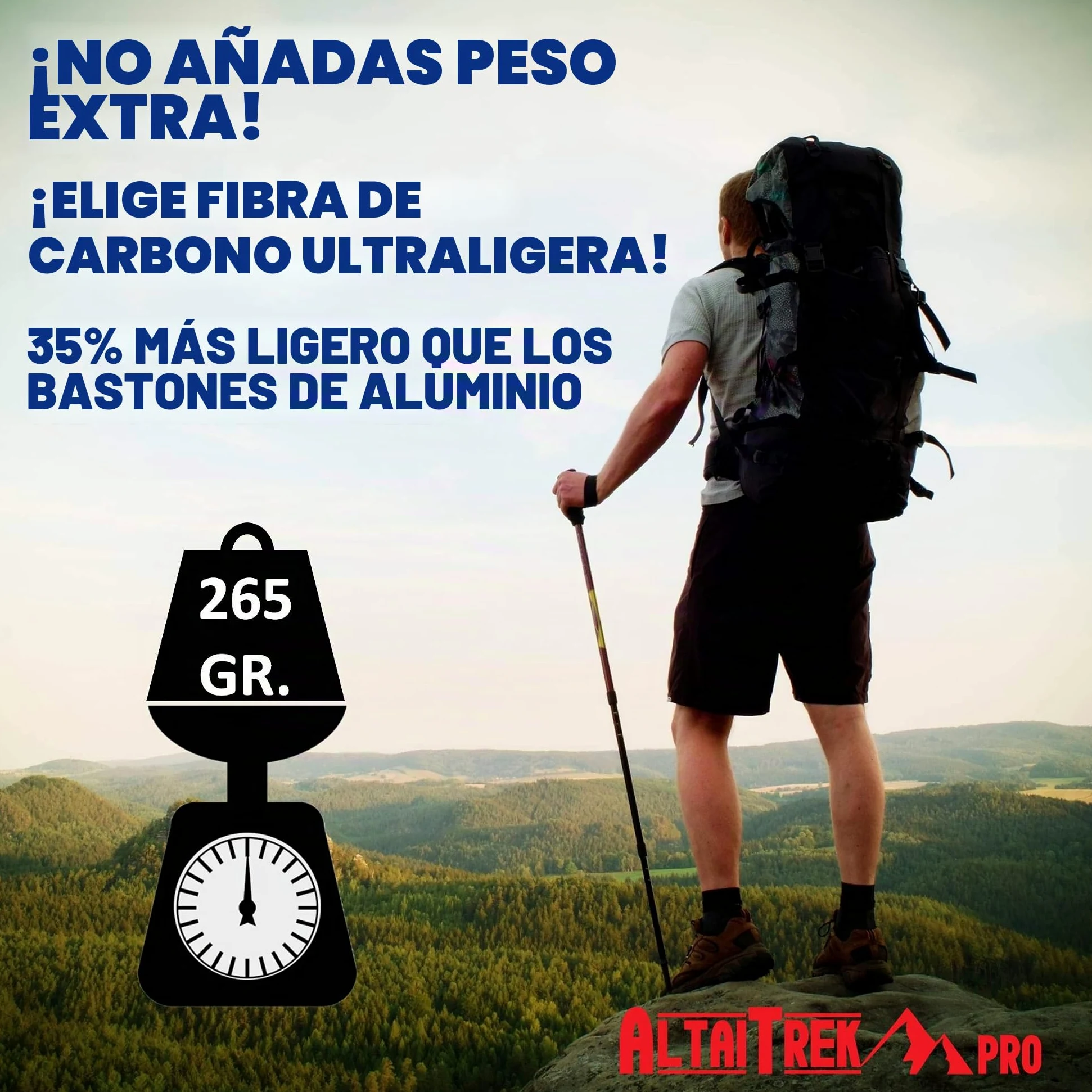 Bastones de Trekking de Fibra de Carbono Plegables con Sistema de Bloqueo rápido, ultraligeros para Senderismo, Camping de montaña. Mango de Corcho Natural. Par