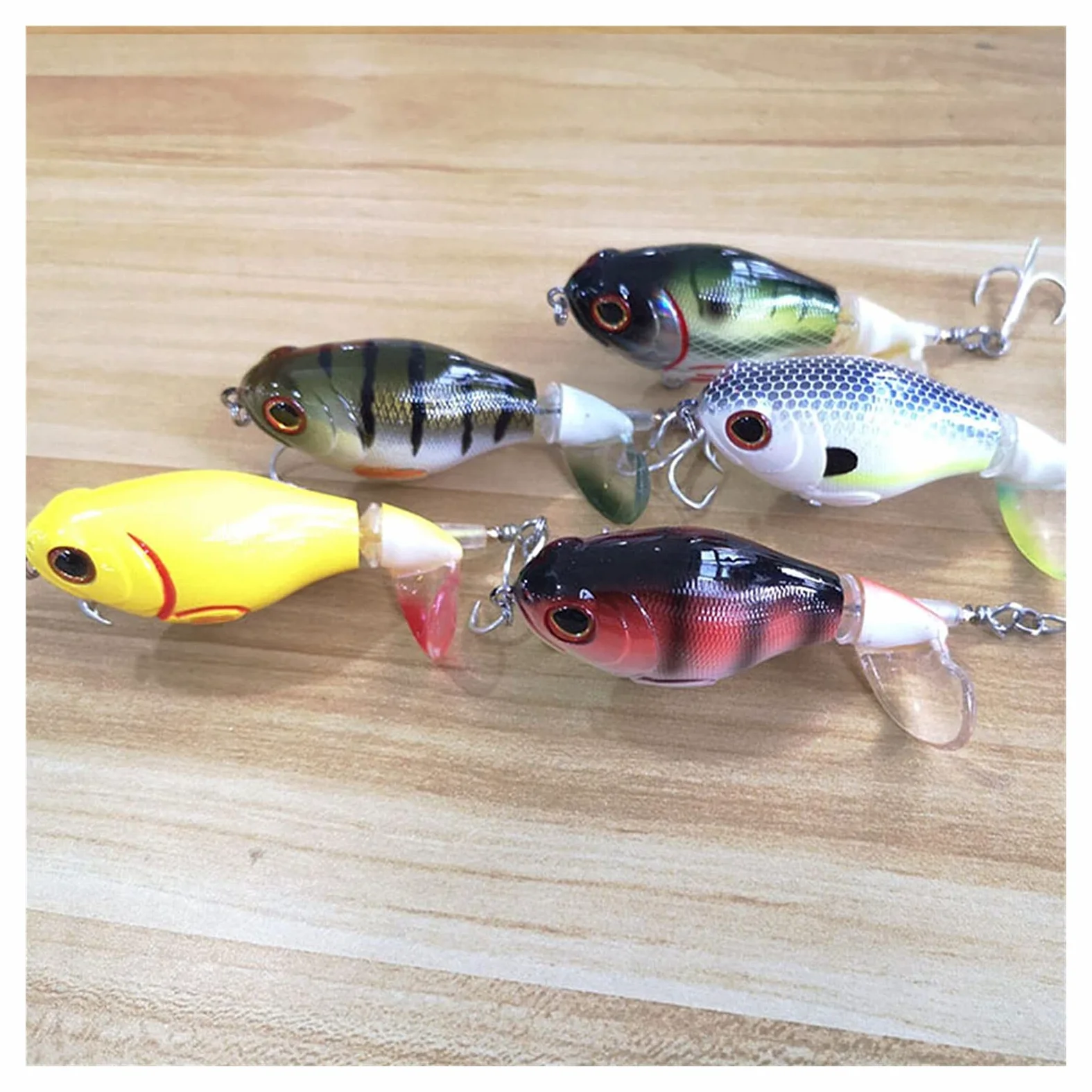 caihuashopping Señuelos de Pesca Señuelos de Pesca 7, 5 cm Crankbaits Fuertes de Pesca para Pesca Wobblers Floating Pike Baits Shads Tackle Soft Rotating Tail 5PCS Cebos Artificiales
