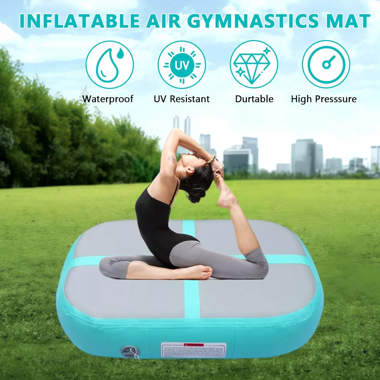 Airtrack Colchoneta Hinchable 100 cm con Bomba de Aire, Esterilla de Gimnasia y Yoga