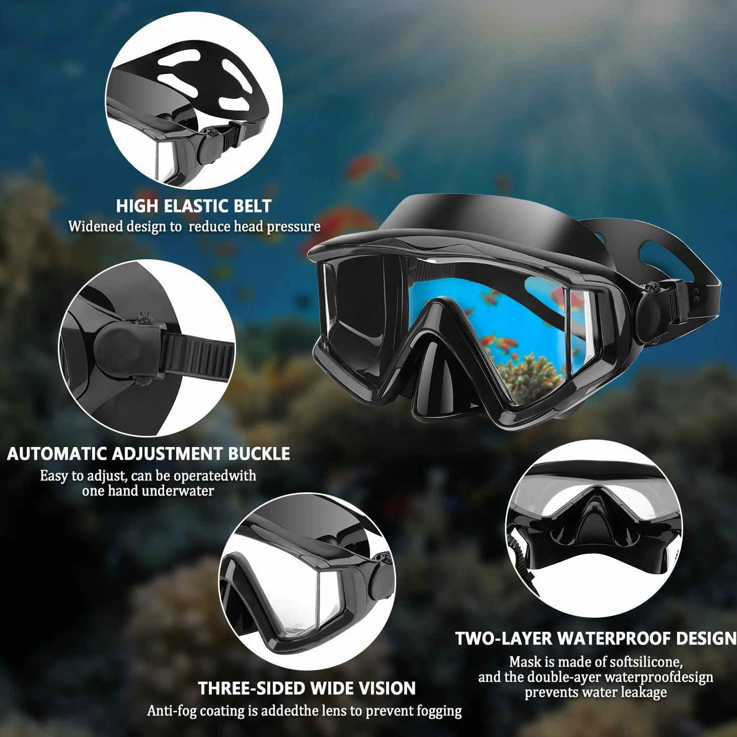 Máscara de buceo antivaho para natación, máscara de esnórquel adecuada para adultos, buceo, natación, esnórquel, máscaras