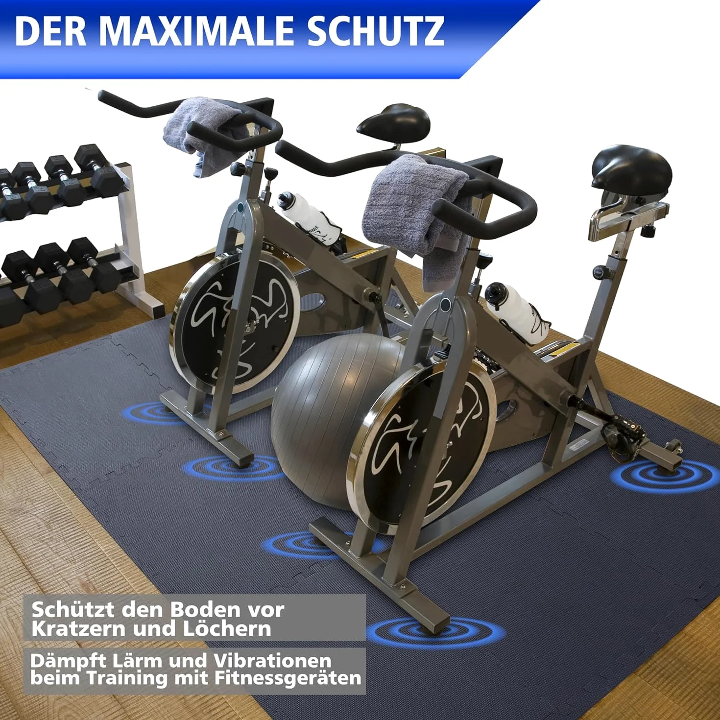 Suelo para Deporte Puzzle Gym Suelo esteras de Gimnasio colchoneta de Correr | Negro 58 x 58 x 1 cm | 12 Piezas
