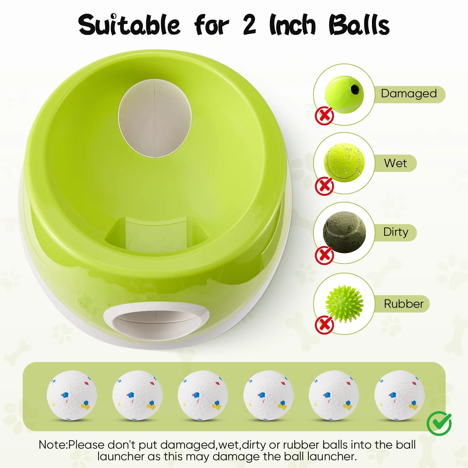 Máquina lanzadora de pelotas para perros, con 6 pelotas de tenis, con 3 niveles de distancia (6-14 m), recargable, para perros pequeños, color verde
