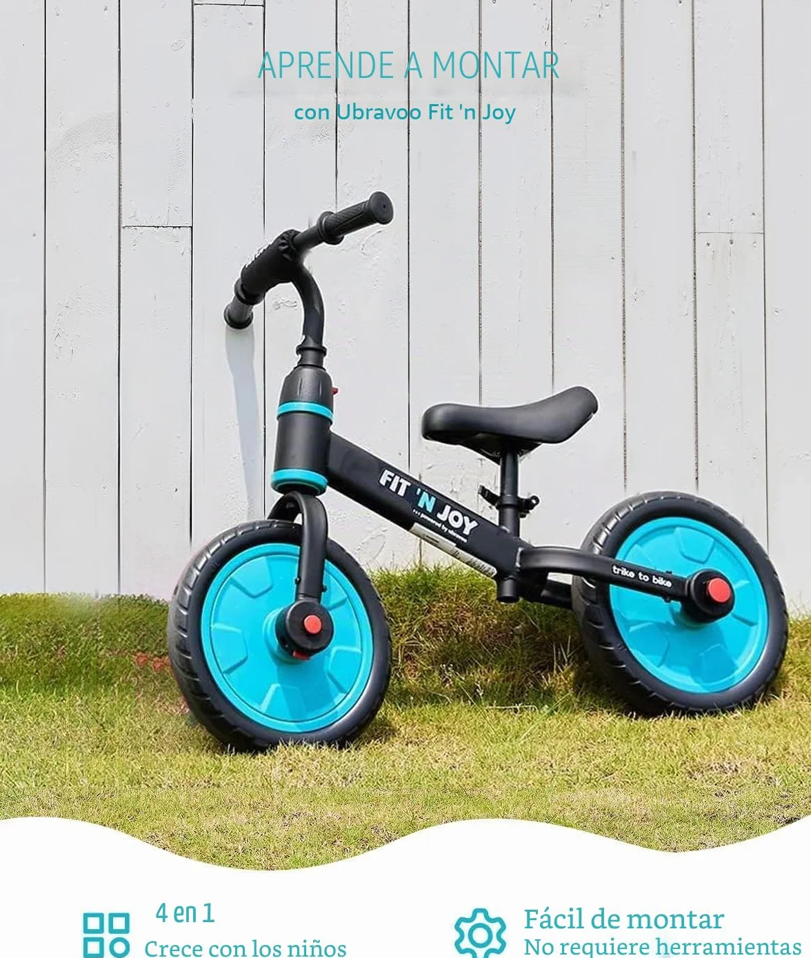 UBRAVOO Fit 'n Joy Bicicleta de Equilibrio 4 en 1 para niños Pequeños con Pedales y Ruedas de Entrenamiento 2-5