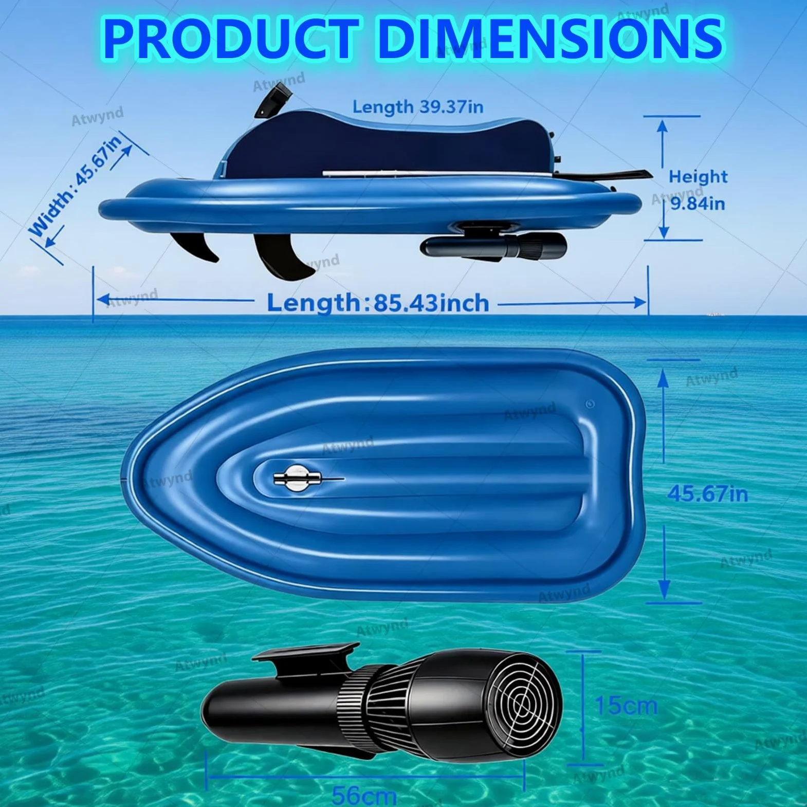 Moto Acuática Plegable con Motor, Lancha Motora Eléctrica para 2 Personas para Adultos y Niños, Lancha Motora Inflable Plegable, Ideal para Snorkel, Buceo y Actividades en El Océano Nothruster