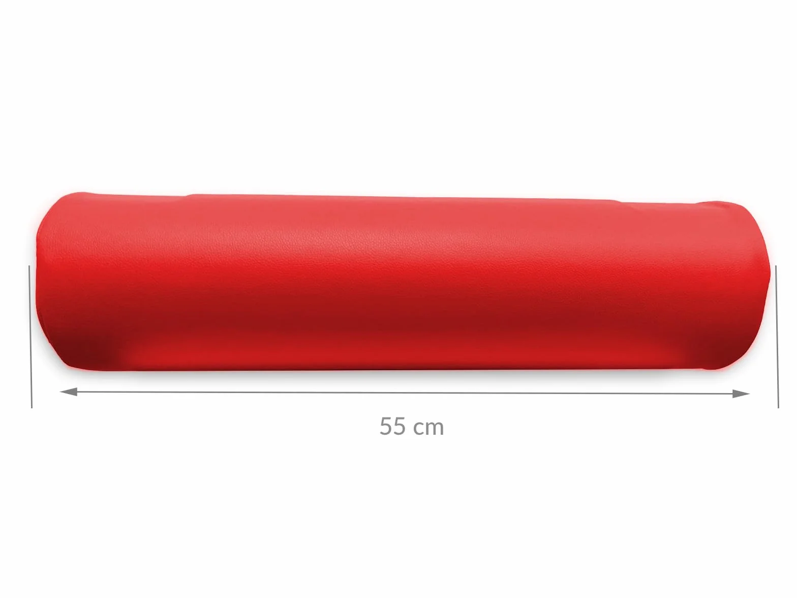 QUIRUMED Cojín Rodillo 55x15 cm Rojo Polipiel Relleno de Espuma Yoga Fitness Masaje