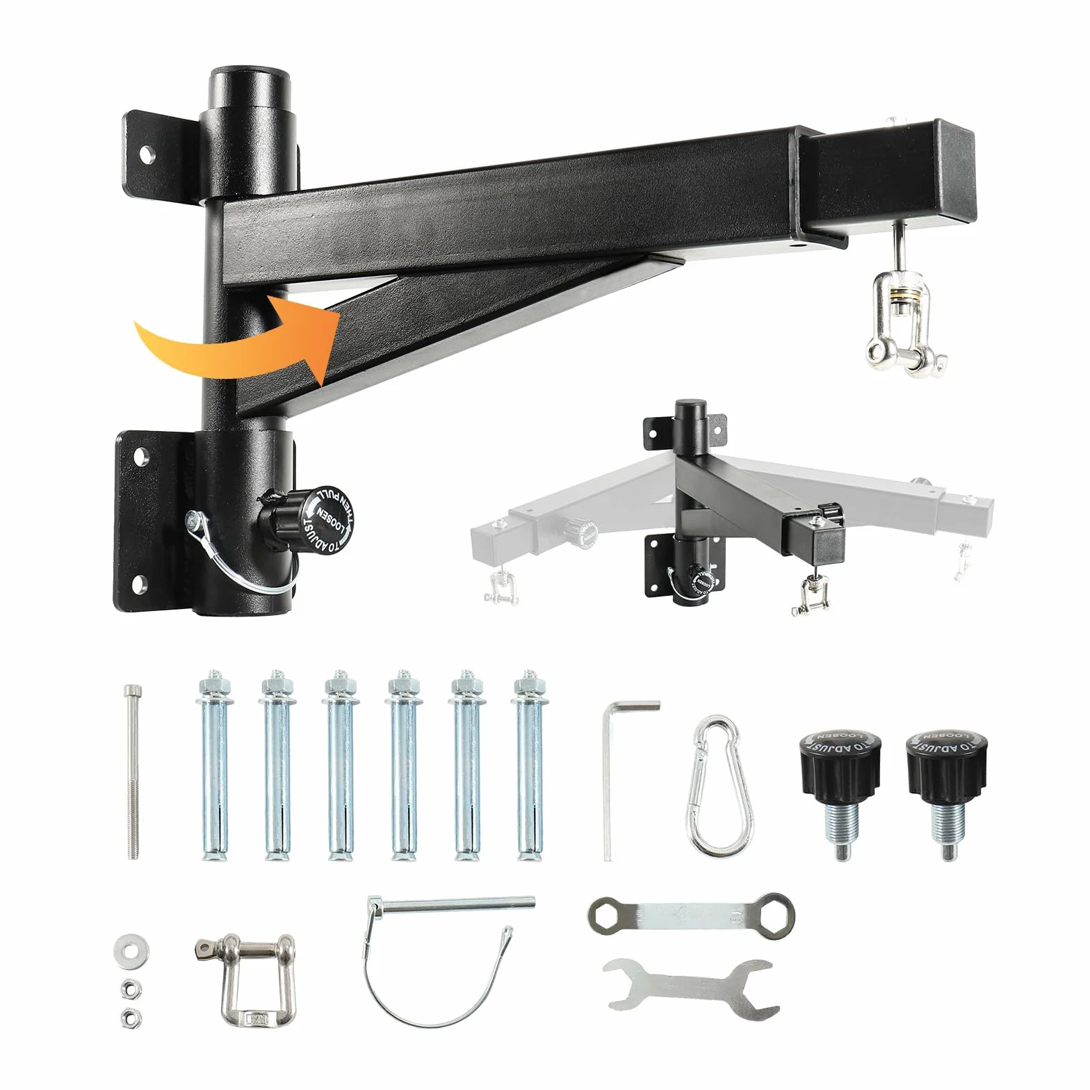 Soporte Saco Boxeo, Longitud Ajustable (43-63cm), Rotación 180° para Plegable, para Gimnasio en Casa, Interior Y Exterior, Ejercicio de Boxeo