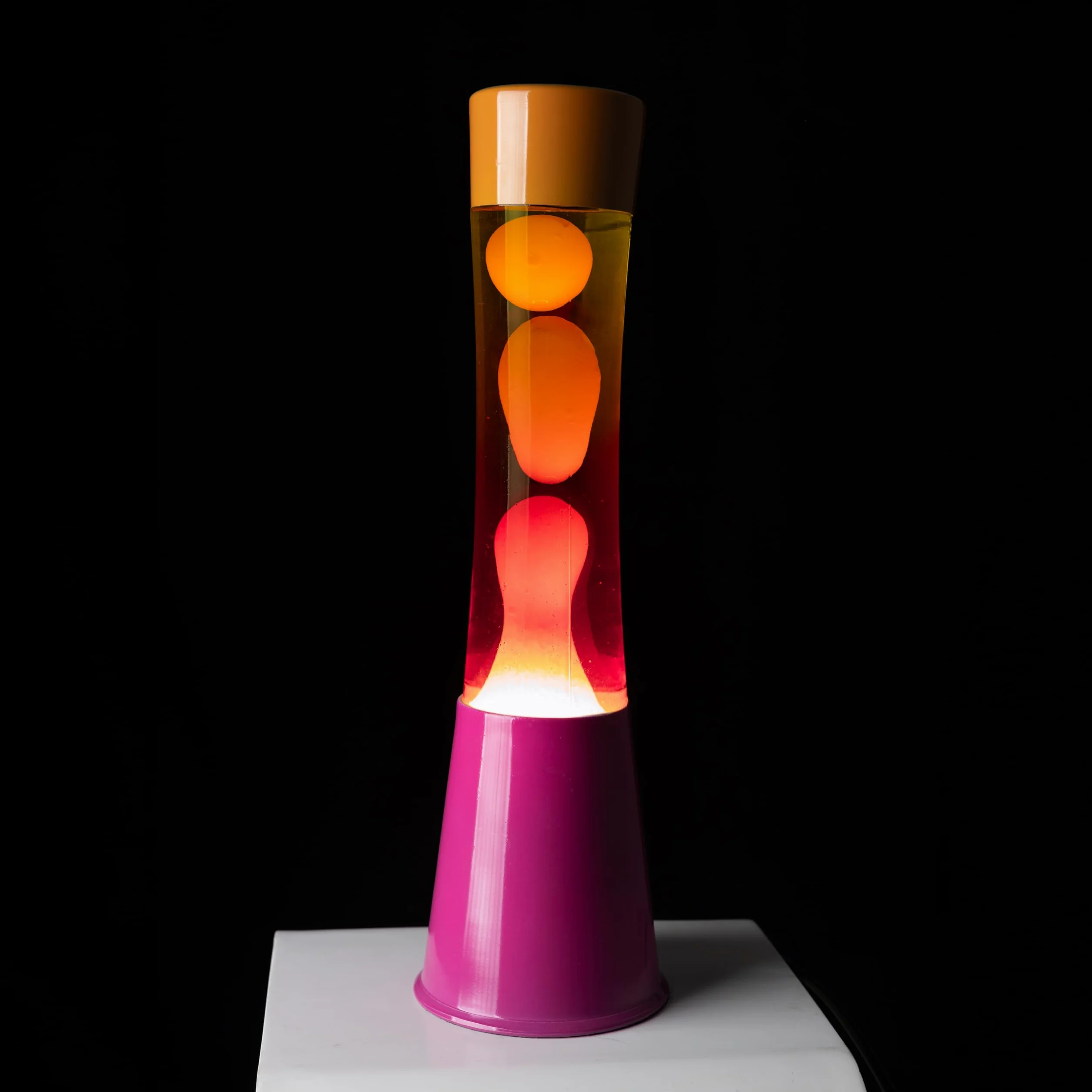 Lámpara de lava Fisura rosa naranja degradada 11 cm x 11 cm x 39,5 cm con bombilla de repuesto