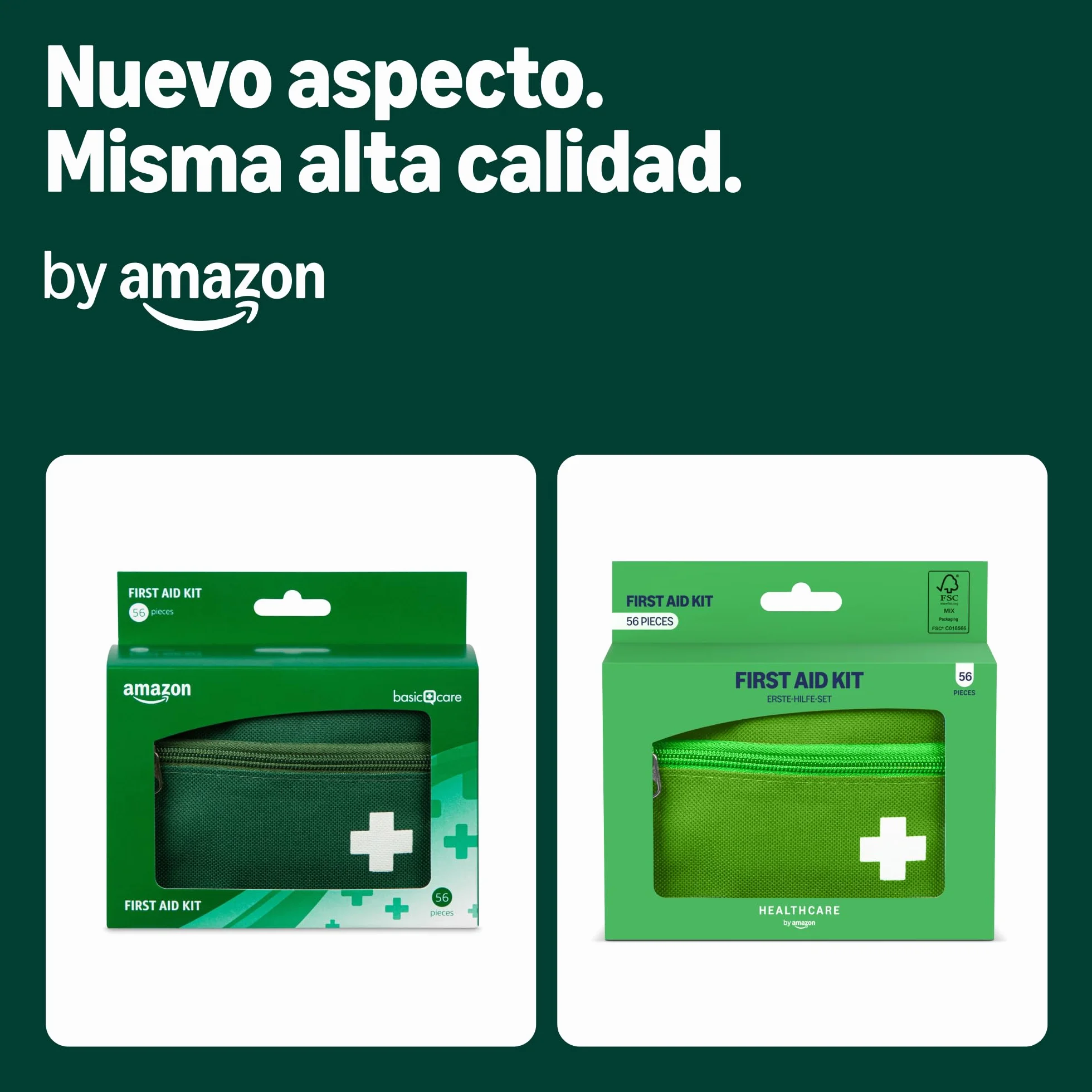 Kit de primeros auxilios Healthcare by Amazon, Verde, 56 unidades