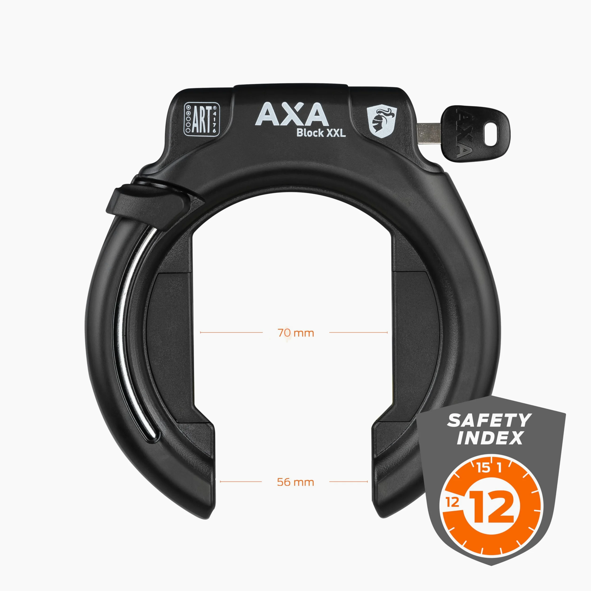 AXA Block XXL - Candado para cuadro + cadena ULC 100 con bolsa - Candado para bicicleta con cadena plug-in - Nivel de seguridad 12 - Longitud 100 cm - Llave no extraíble